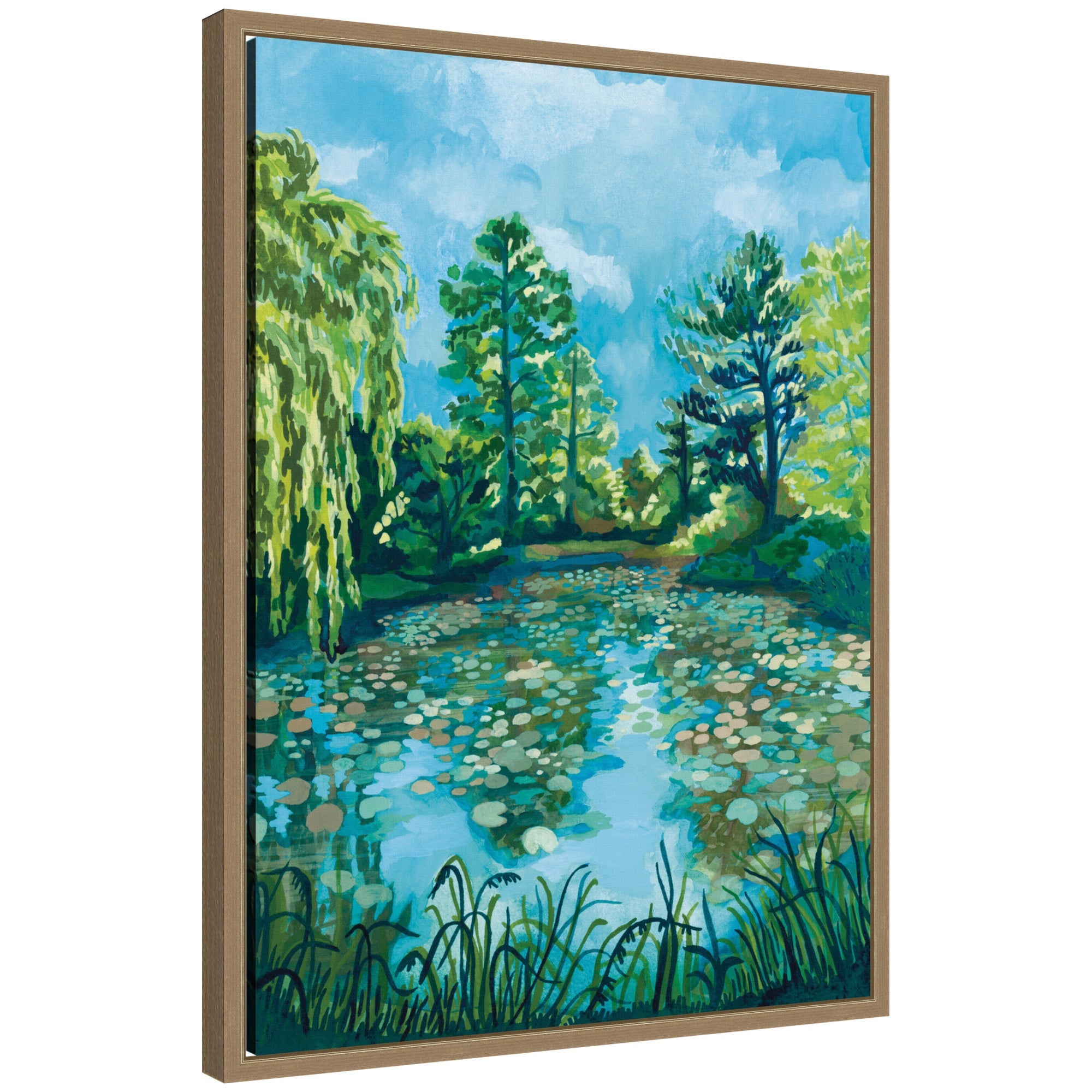 Botanical Garden by Lucia Gianello framed canvas print in Sylvie dark gold moulding