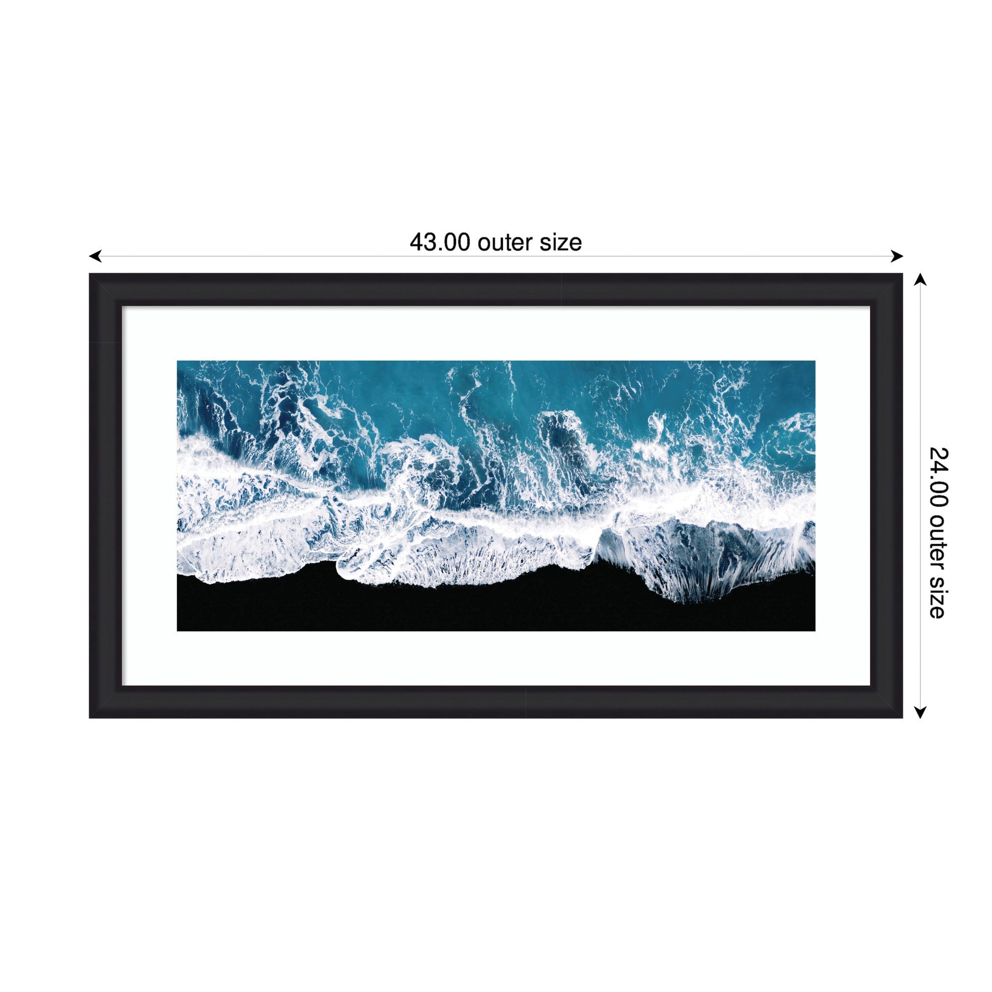 Framed Art Minimalist Ocean Waves on the Black Beach in Iceland Panel by Michael Schauer