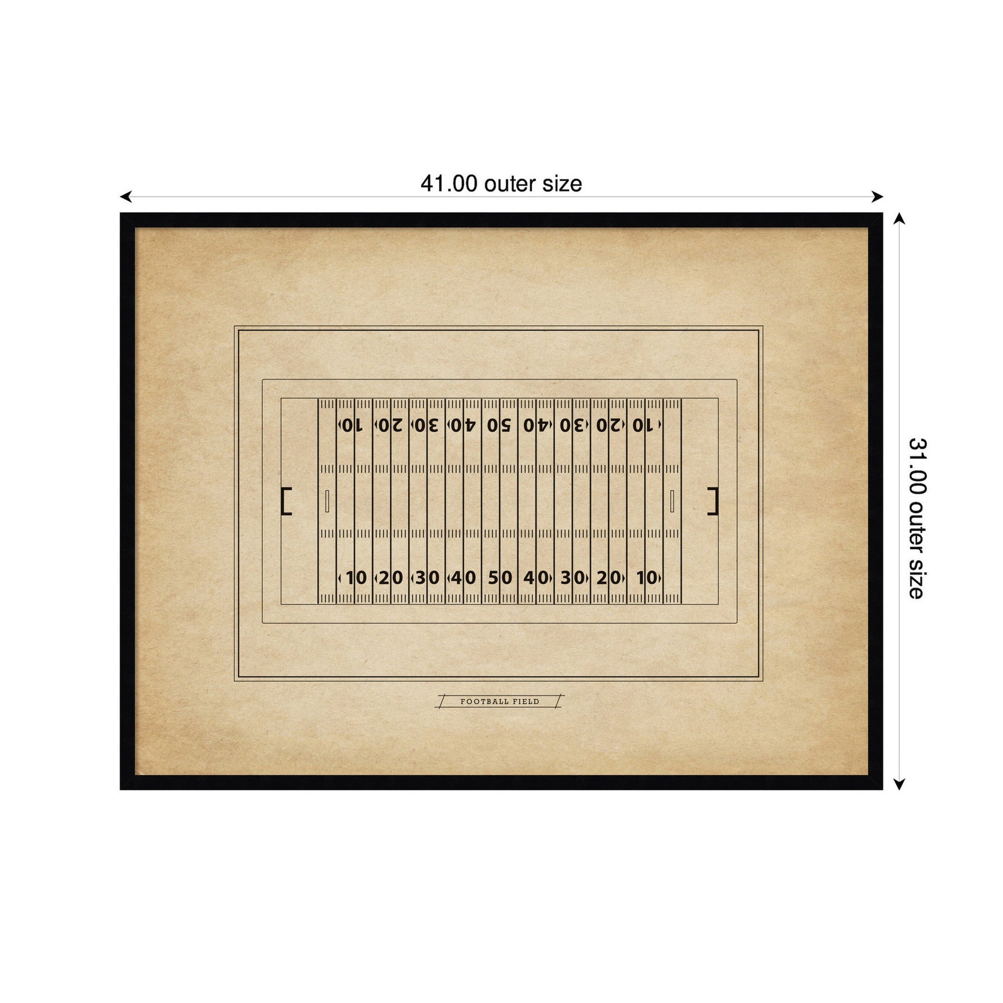 Vintage Sports Football Field Diagram Horizontal by The Creative Bunch Studio Framed Wall Art Print