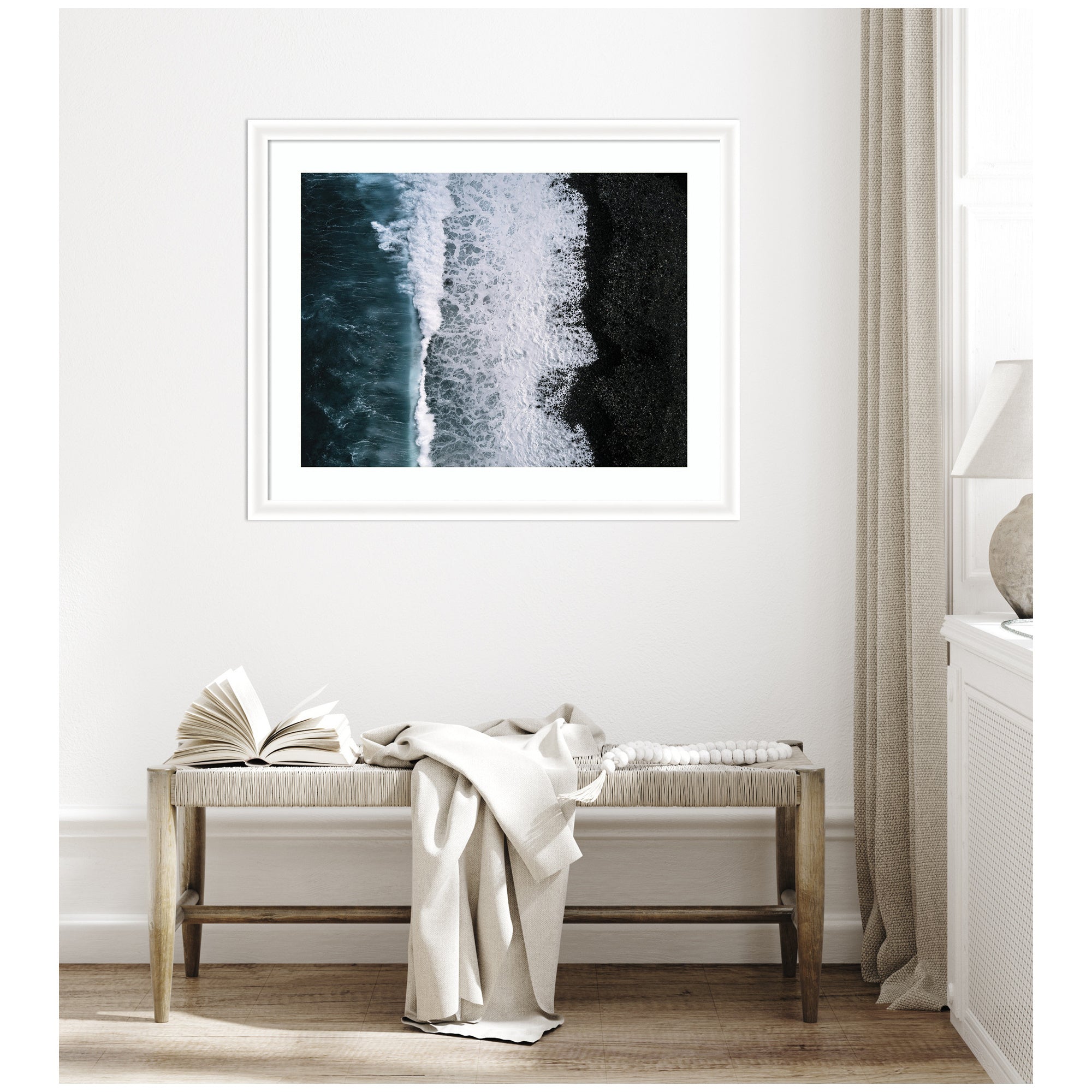 Framed Art Ocean Waves on the Black Beach in Iceland by Michael Schauer