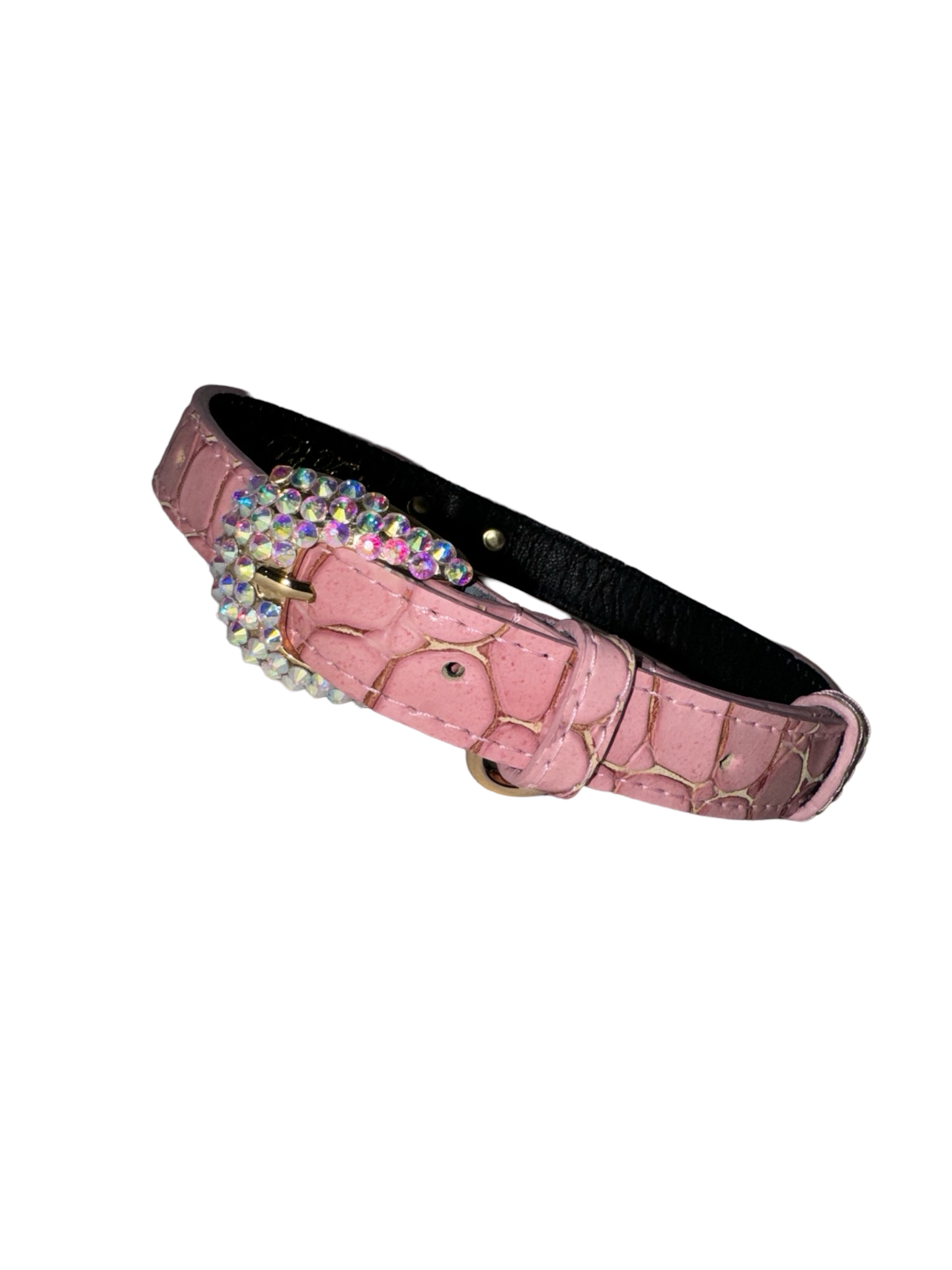 Soft Pink Embossed Croc Italian Leather Collar