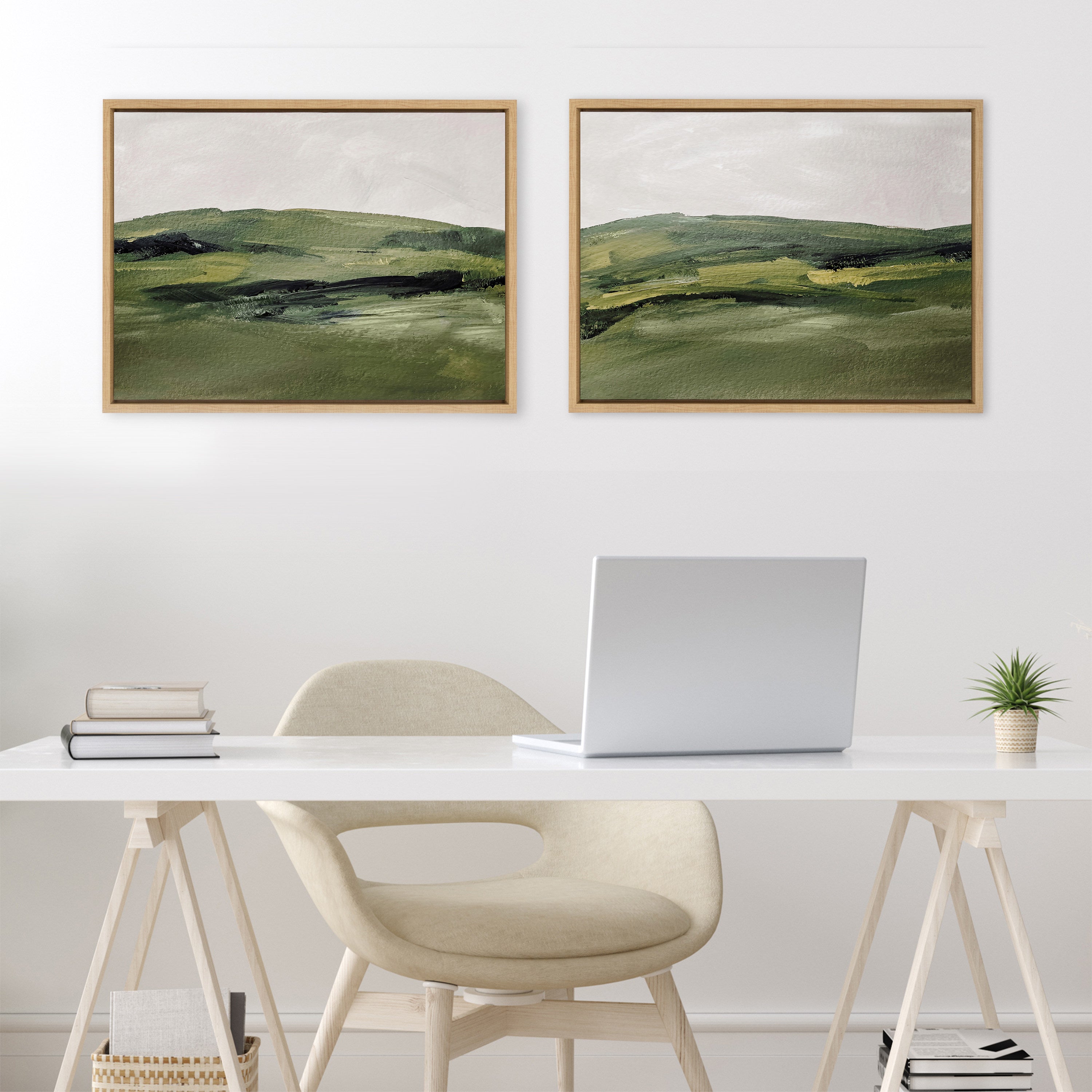 Sylvie Green Mountain Landscape I and II Framed Canvas Art Set by Amy Lighthall
