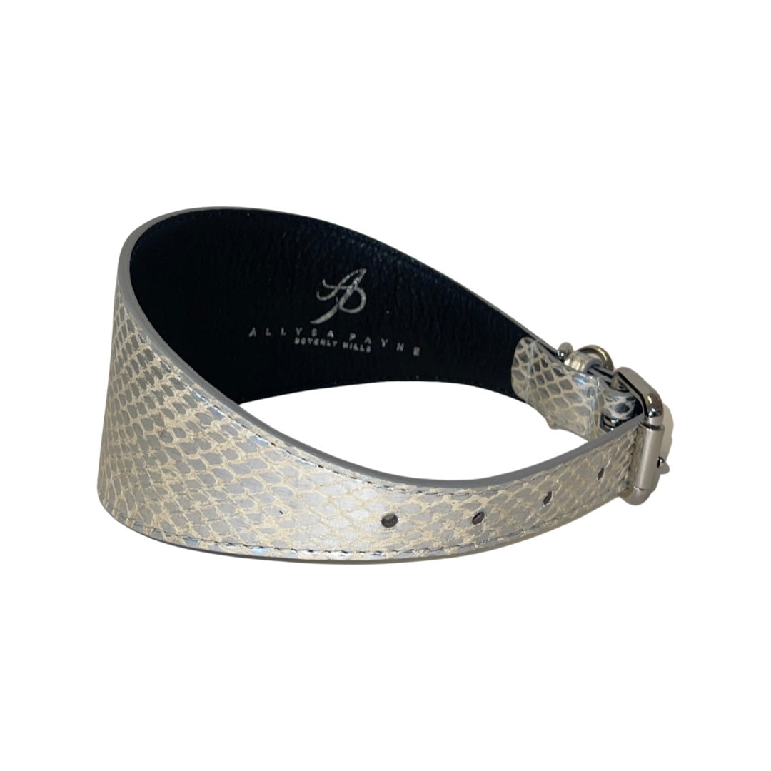 Stunning Silver Snake 3” Wide Style Collar With Silver Hardware by Allysa Payne Beverly Hills - product image 2 for Resin Society