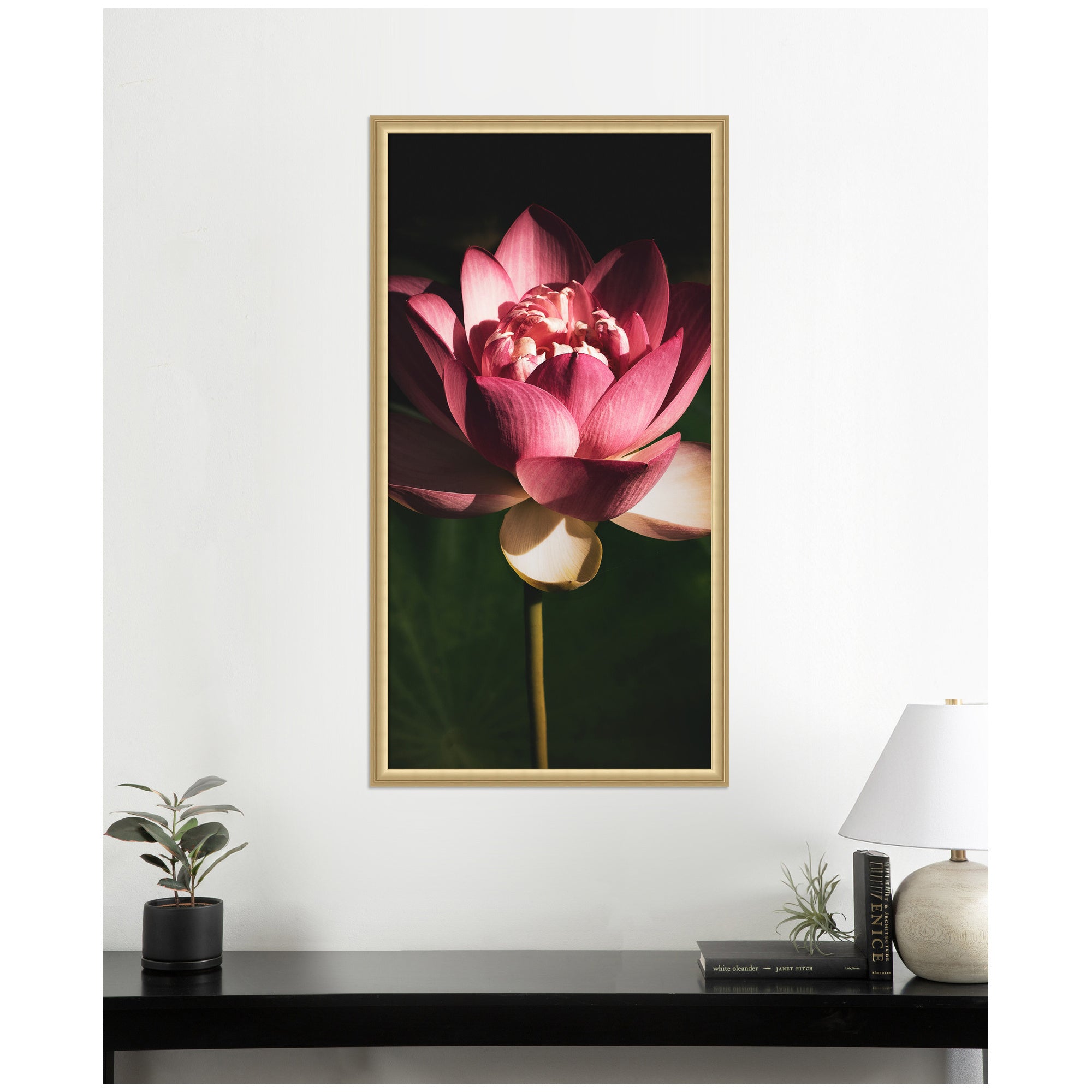 Midnight Lotus Flower by Stephanie Klatt Framed Wall Art Print