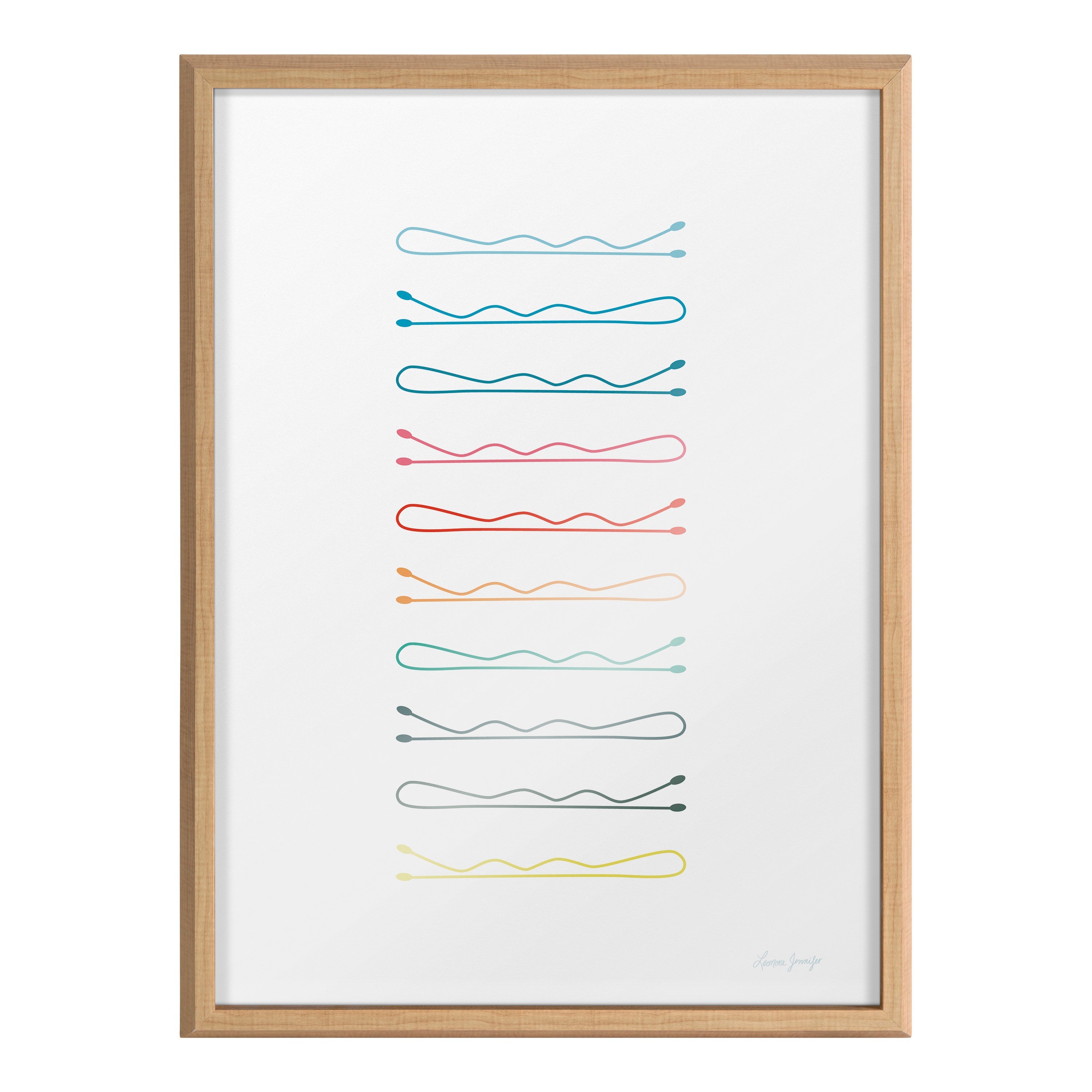 Blake Colorful Bobby Pins Framed Printed Glass by Leonora Jennifer by kateandlaurel - product image 2 for Resin Society