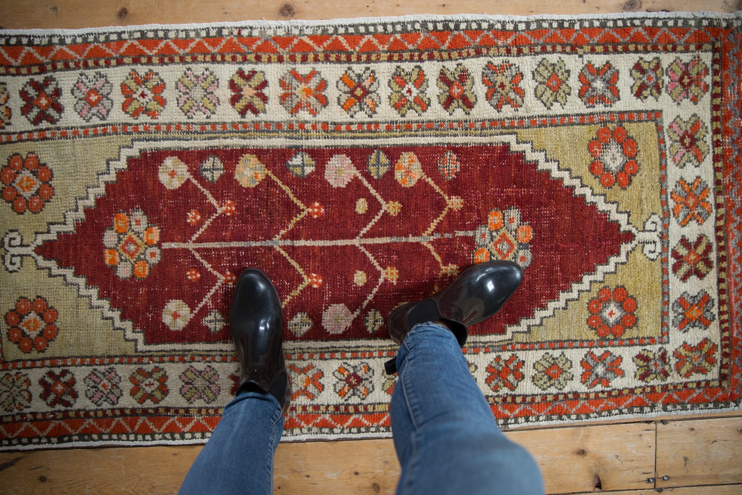 2.5x5.5 Vintage Distressed Oushak Rug Runner by Old New House® - product image 2 for Resin Society