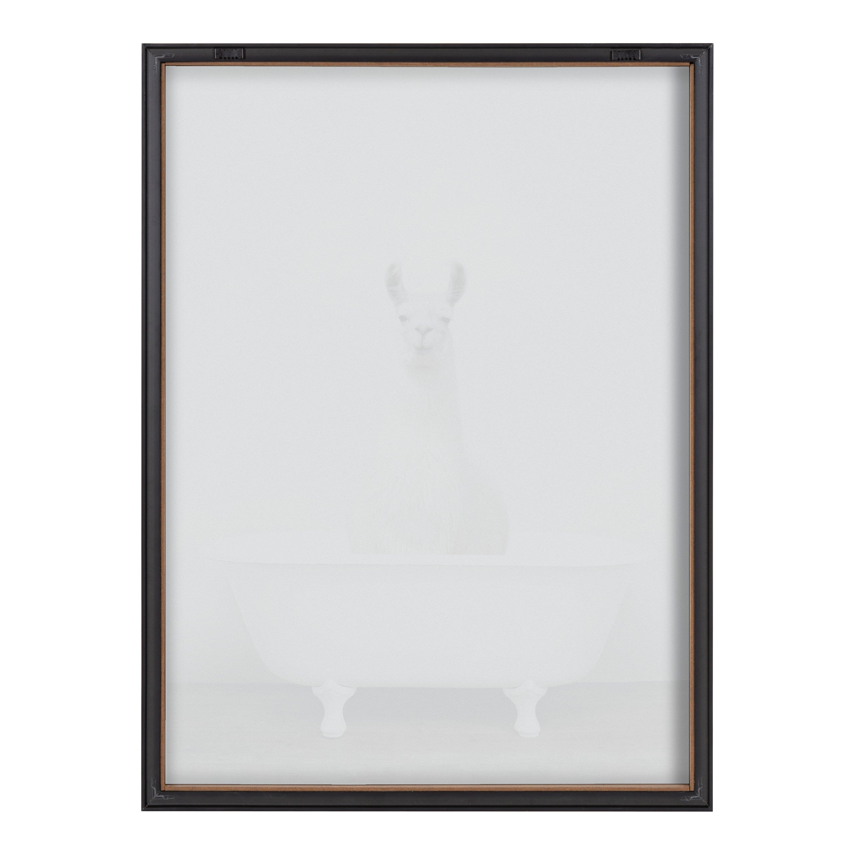 Blake Alpaca in the Tub Color Framed Printed Glass