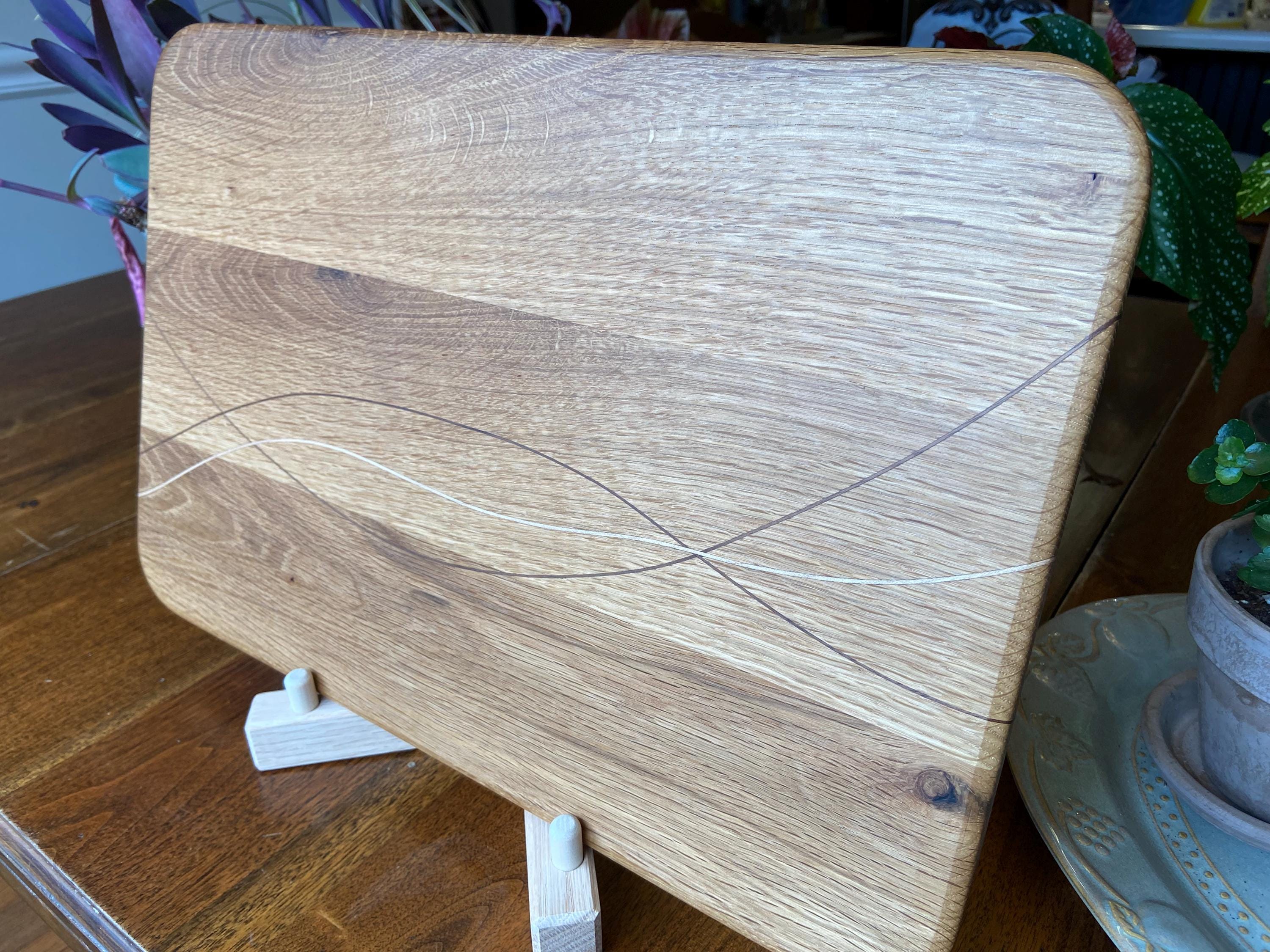 Handcrafted White Oak Charcuterie Board with Peruvian Walnut and Cherry decorative banding