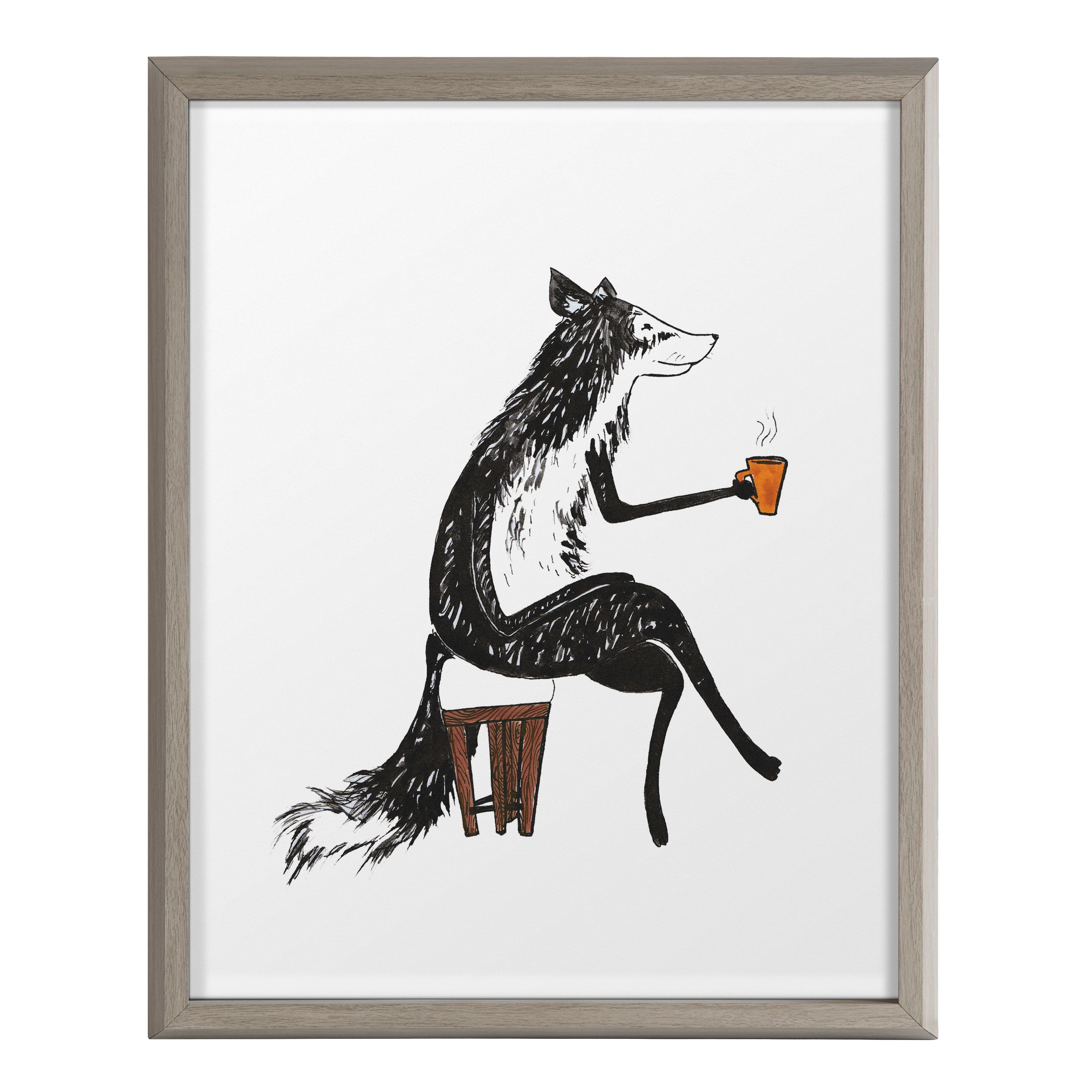 Blake Fox Orange Coffee Cup Framed Printed Glass by Viola Kreczmer by kateandlaurel - product image 2 for Resin Society