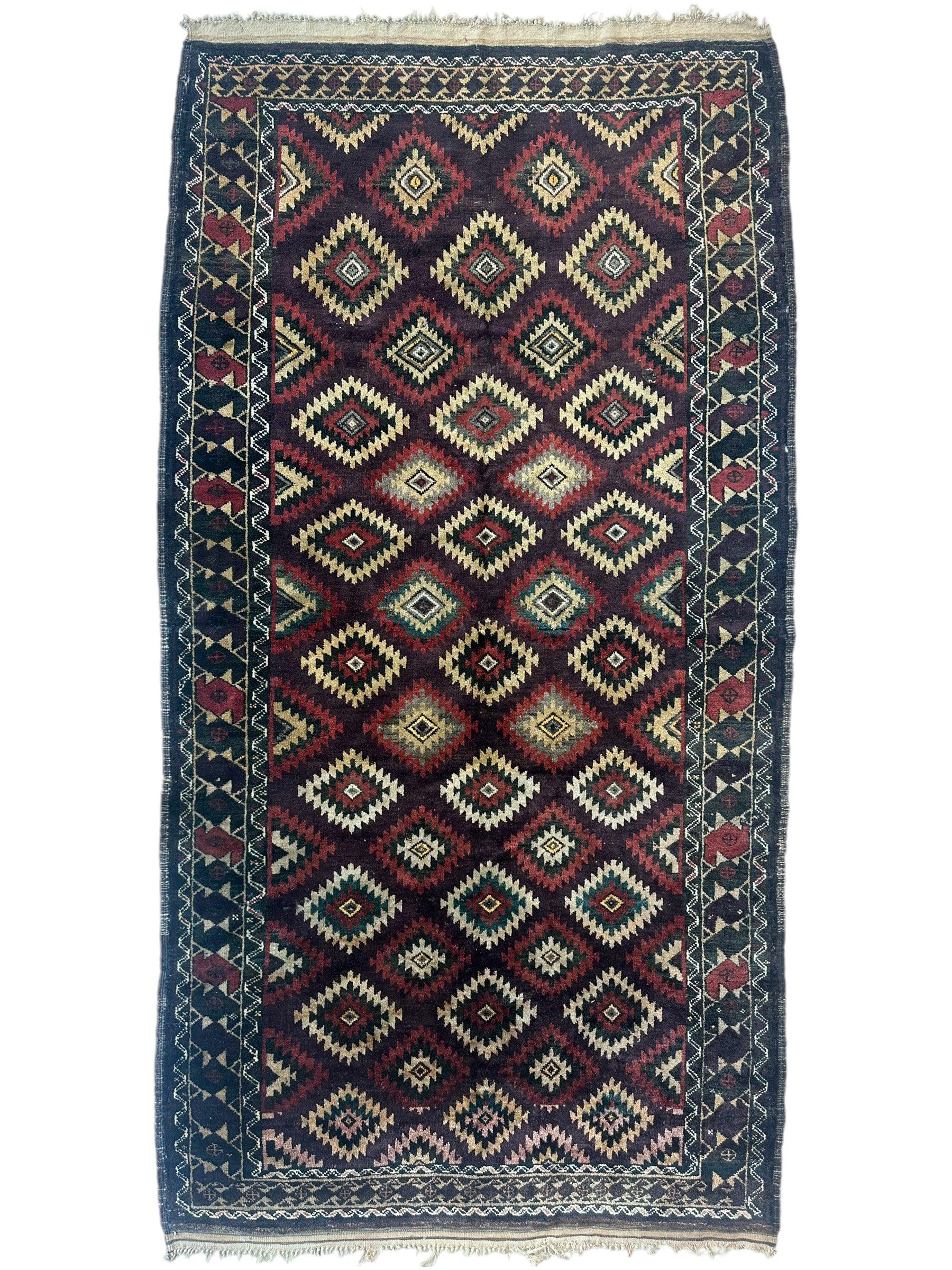 Antique 1900’s Tribal Baluch Wool Rug 4’5” x 8’6” by Rugistan - main product image for Resin Society