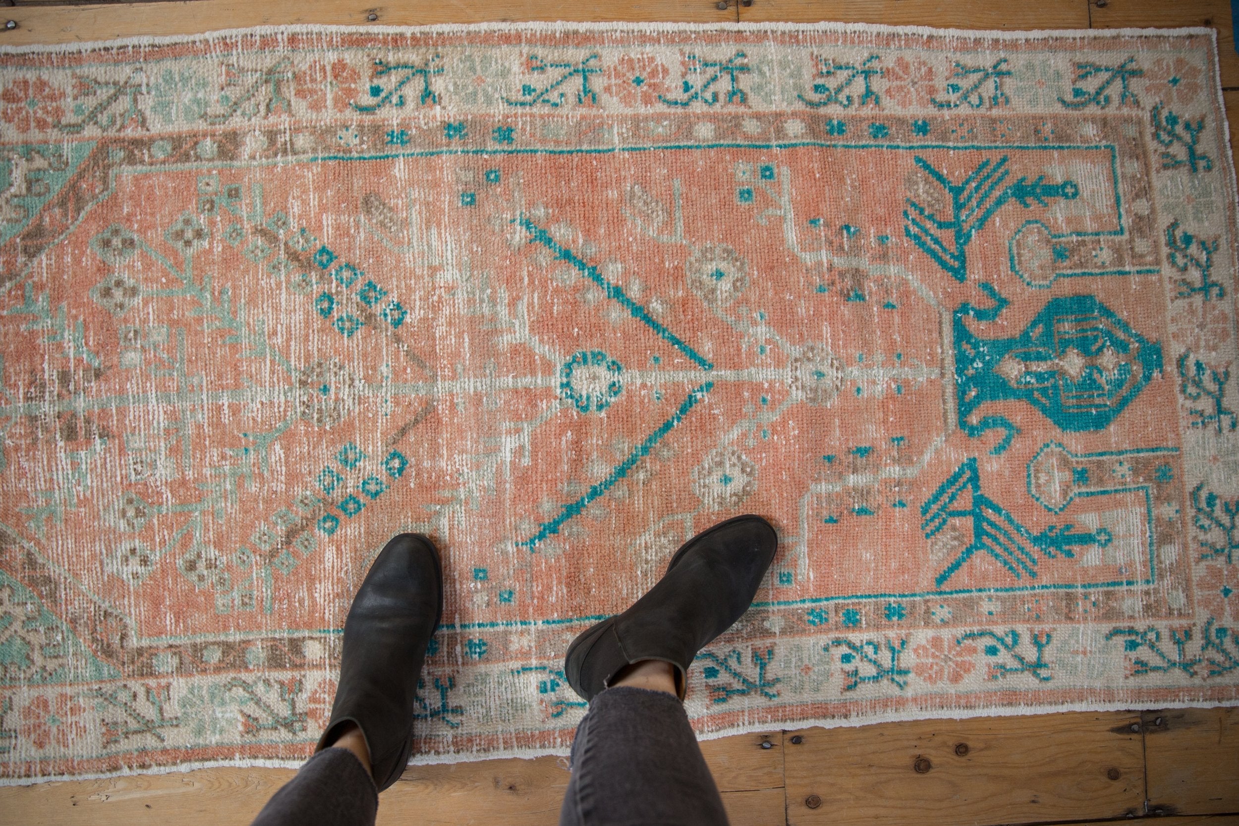 2.5x5.5 Vintage Distressed Oushak Rug Runner by Old New House® - product image 2 for Resin Society