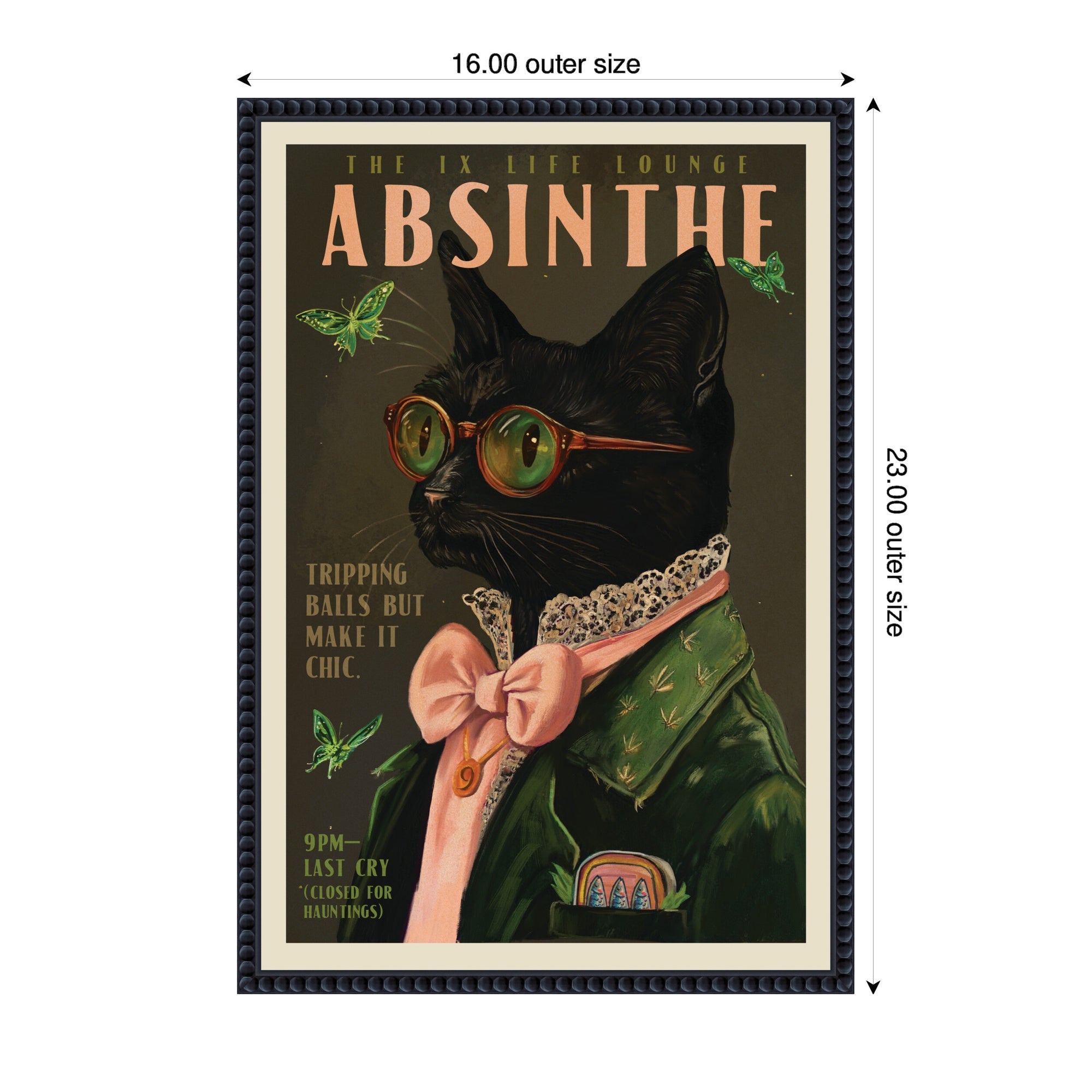WG Absinthe Kitty by The Whiskey Ginger Framed Canvas Wall Art Print