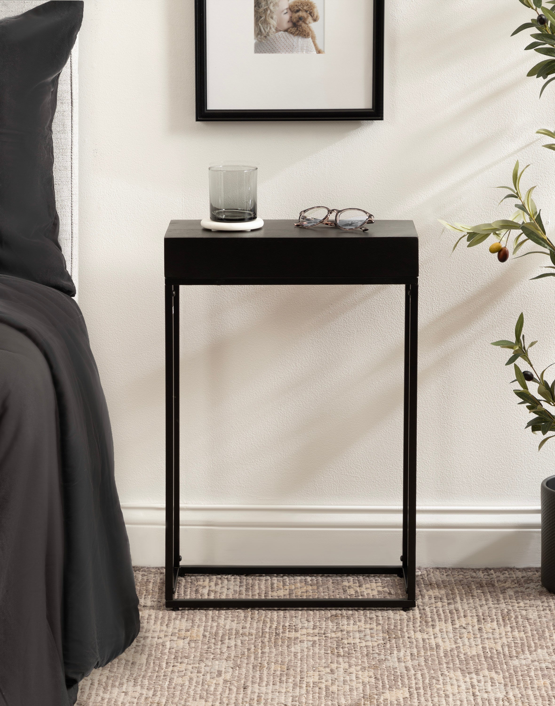 Karlsen Wood and Metal Slim Side Table