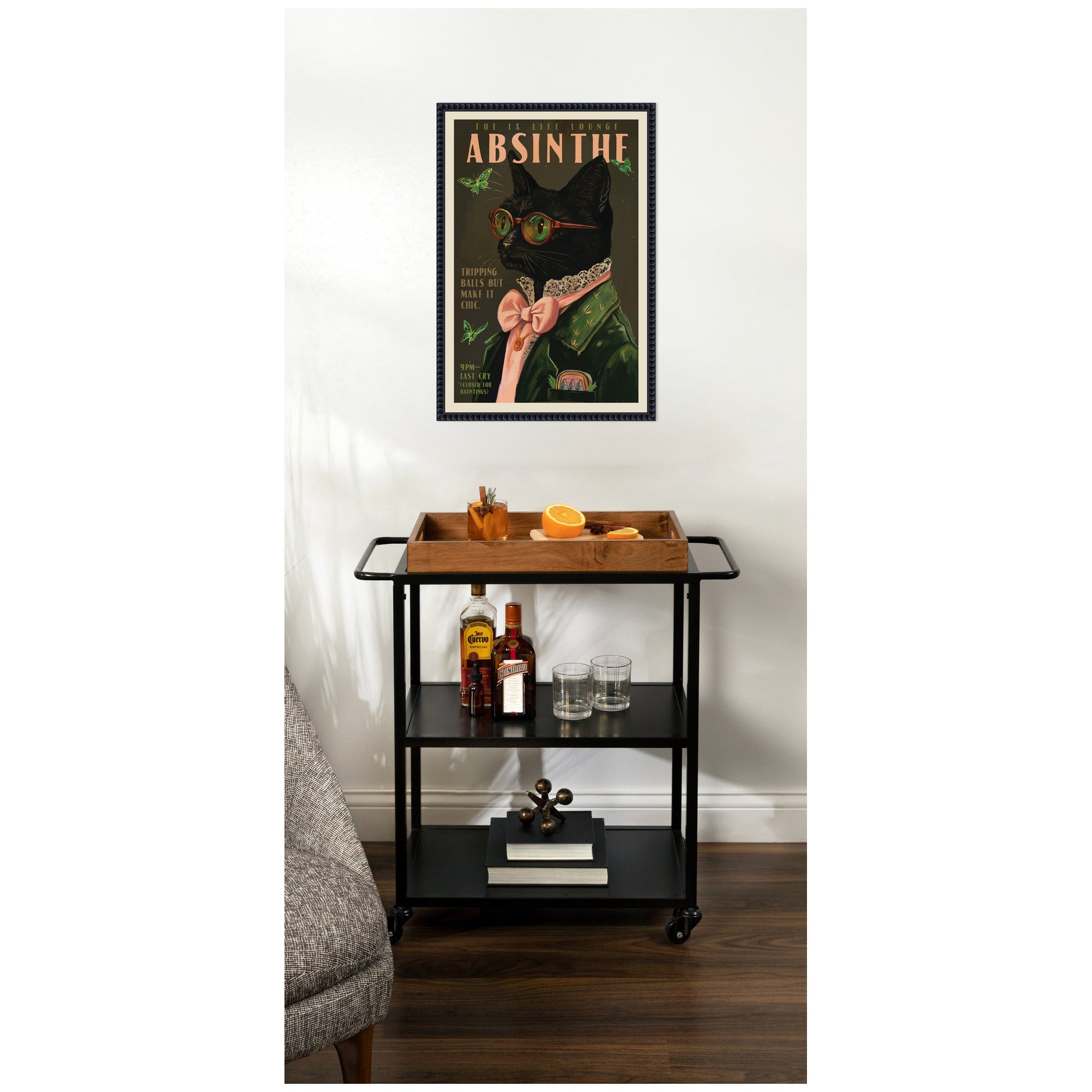 WG Absinthe Kitty by The Whiskey Ginger Framed Canvas Wall Art Print