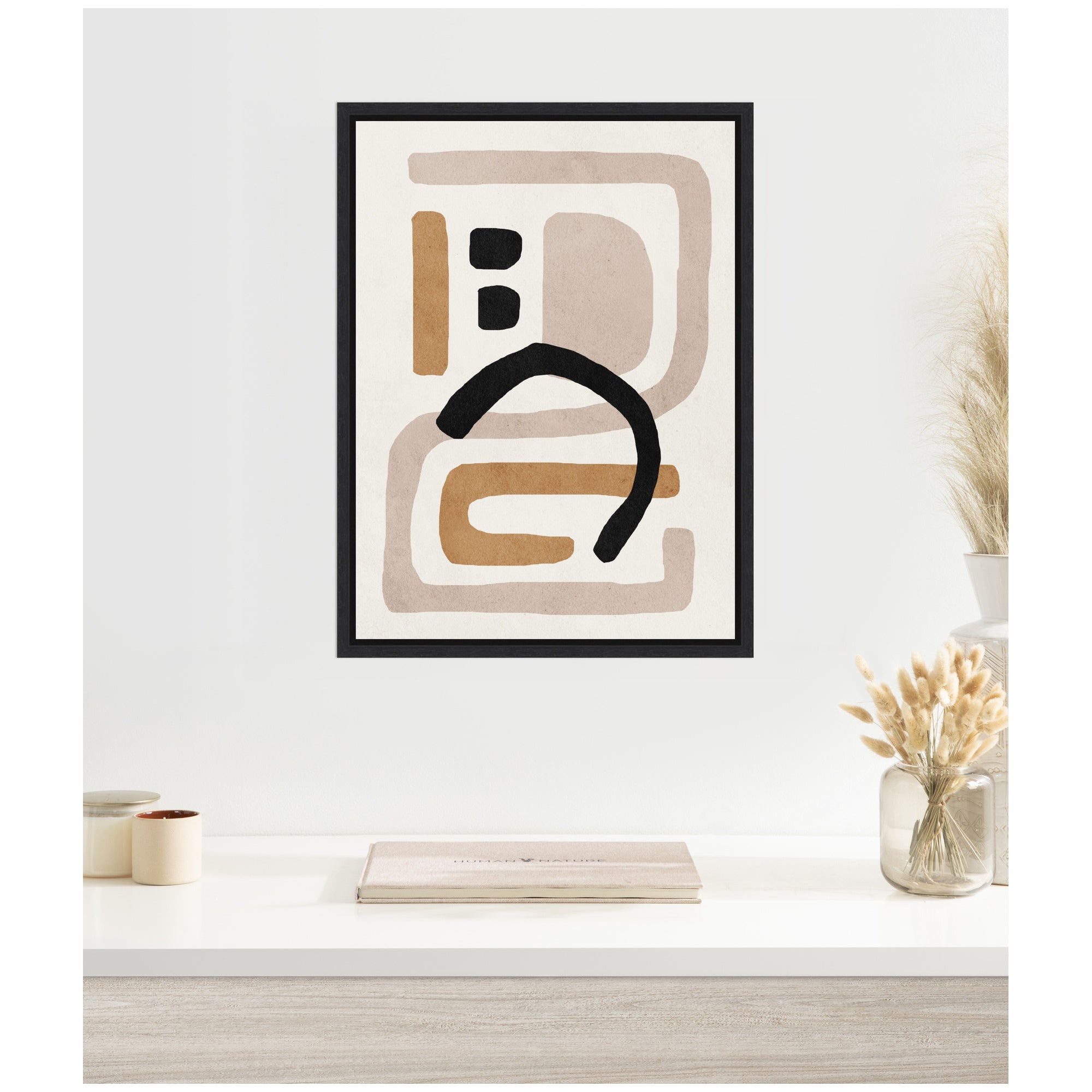 Sylvie Neutral Abstract 2 Minimal Modern Art Framed Canvas by July Art Prints