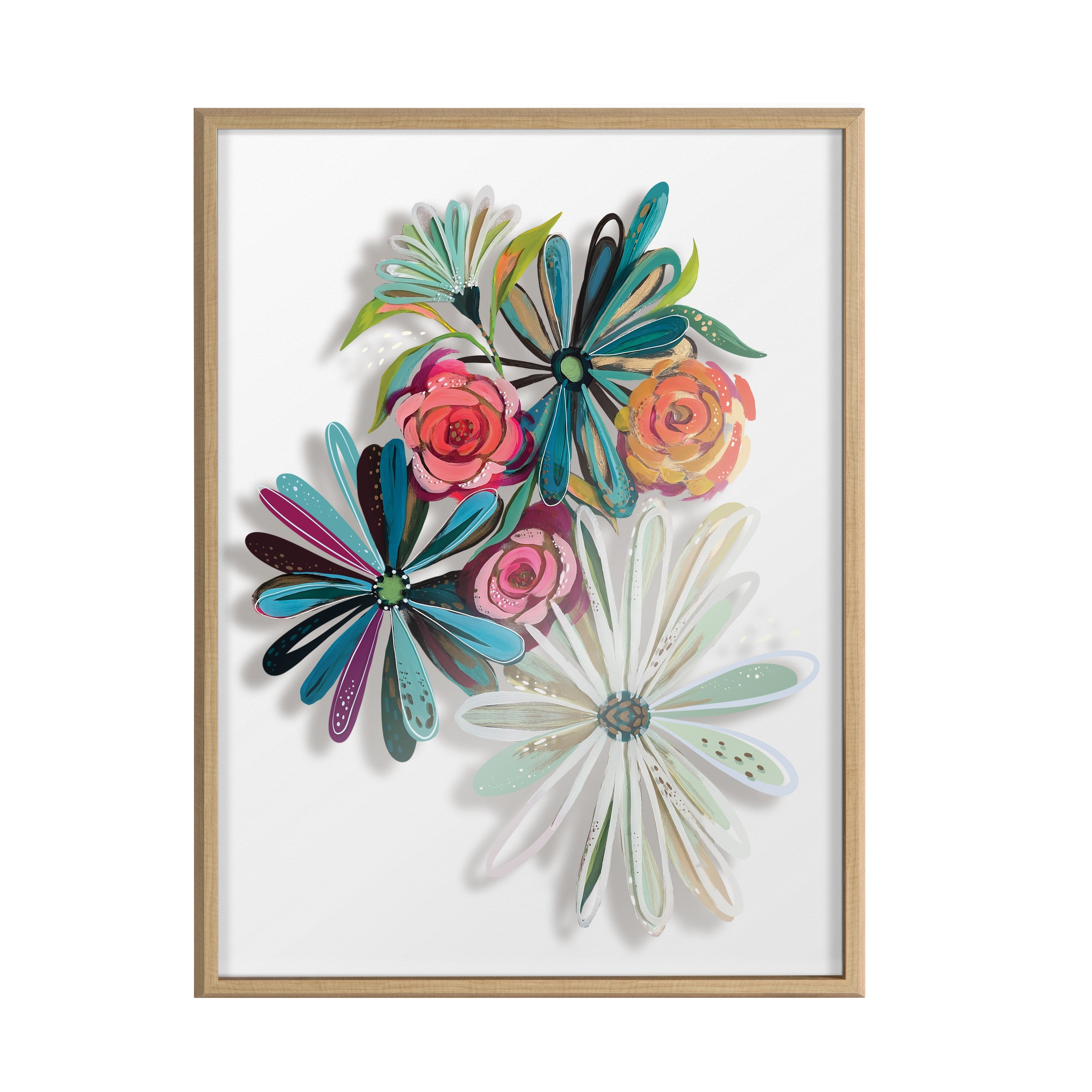 Blake Flowers on Glass 2 Whole Flowers Framed Printed Art