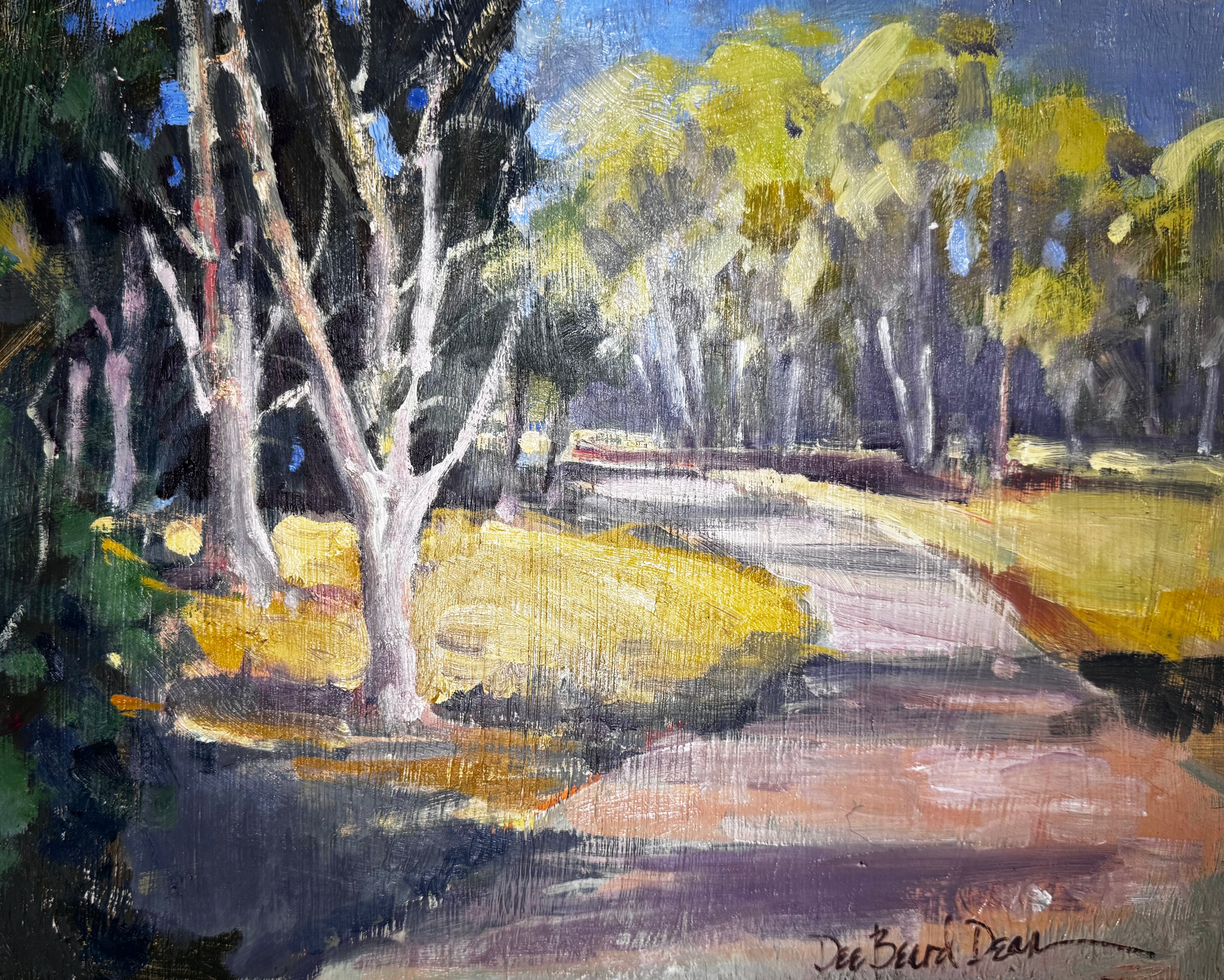 Painting titled Nine by John Beard Collection, showing a coastal landscape in soft tones on an 11x14 board.