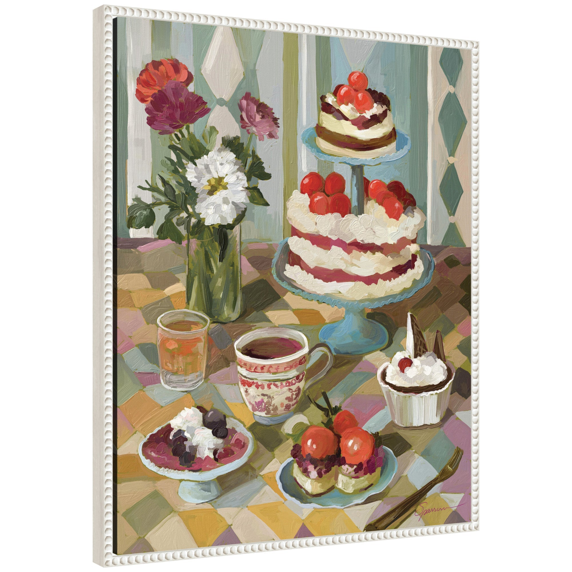 Sweet Tooth by Mary Sparrow framed canvas wall art print, vivid colors, Sylvie Beaded frame
