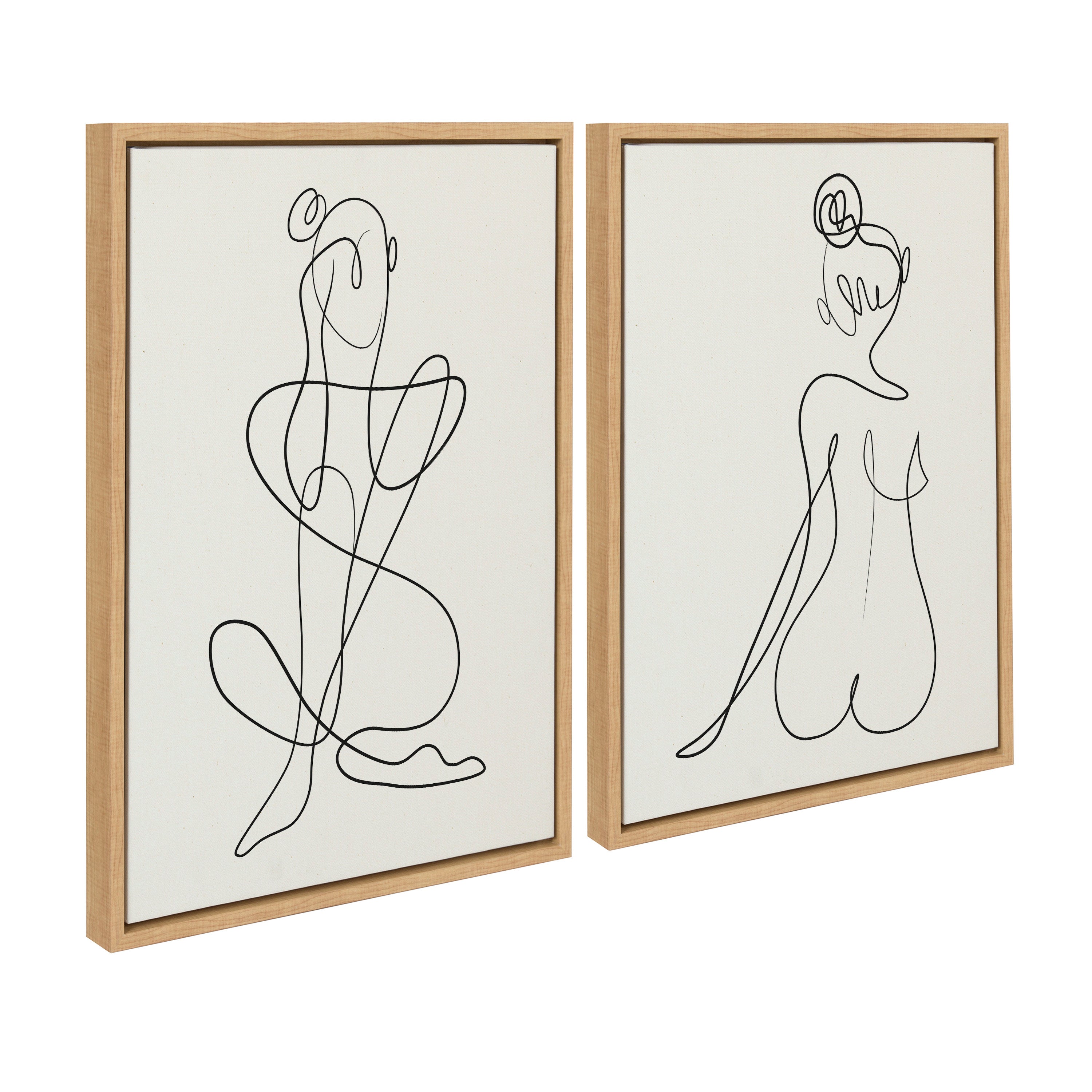 Sylvie Thinking of You Line Art and Sitting Beauty Framed Canvas Set by kateandlaurel - product image 11 for Resin Society