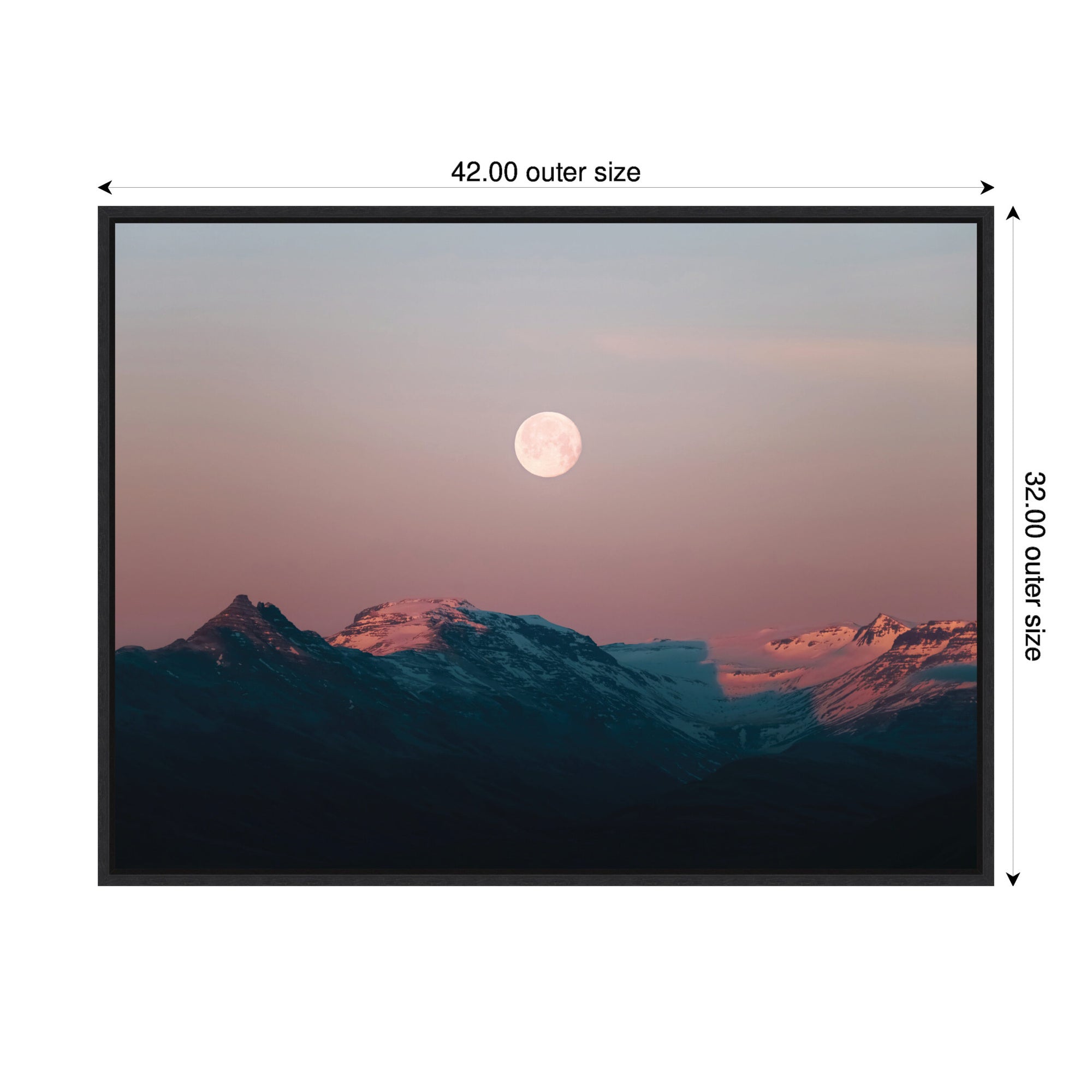 Sylvie Panoramic Pastel Moonrise over Icelandic Mountains Framed Canvas by Michael Schauer