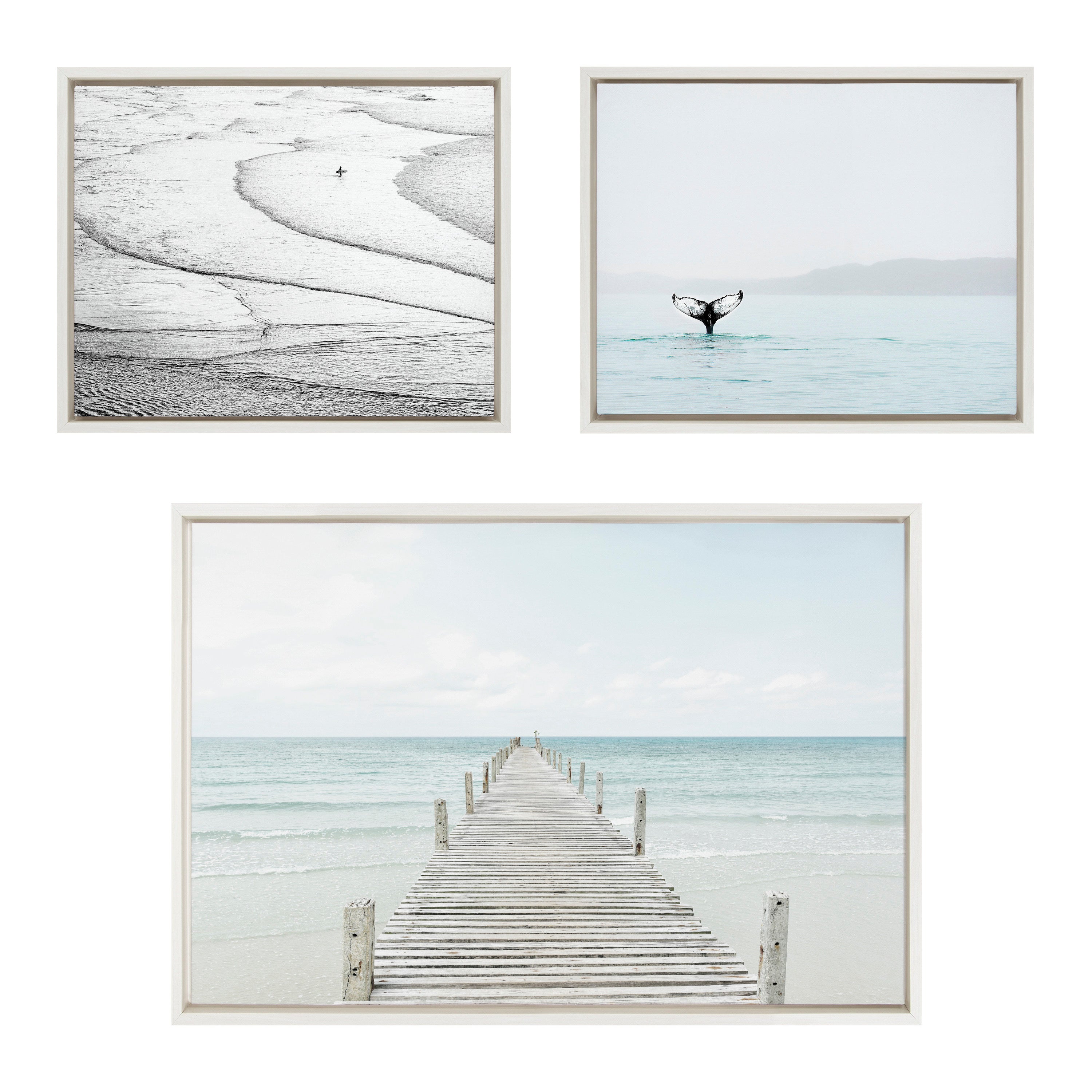 Sylvie Ocean Beach Framed Canvas Set