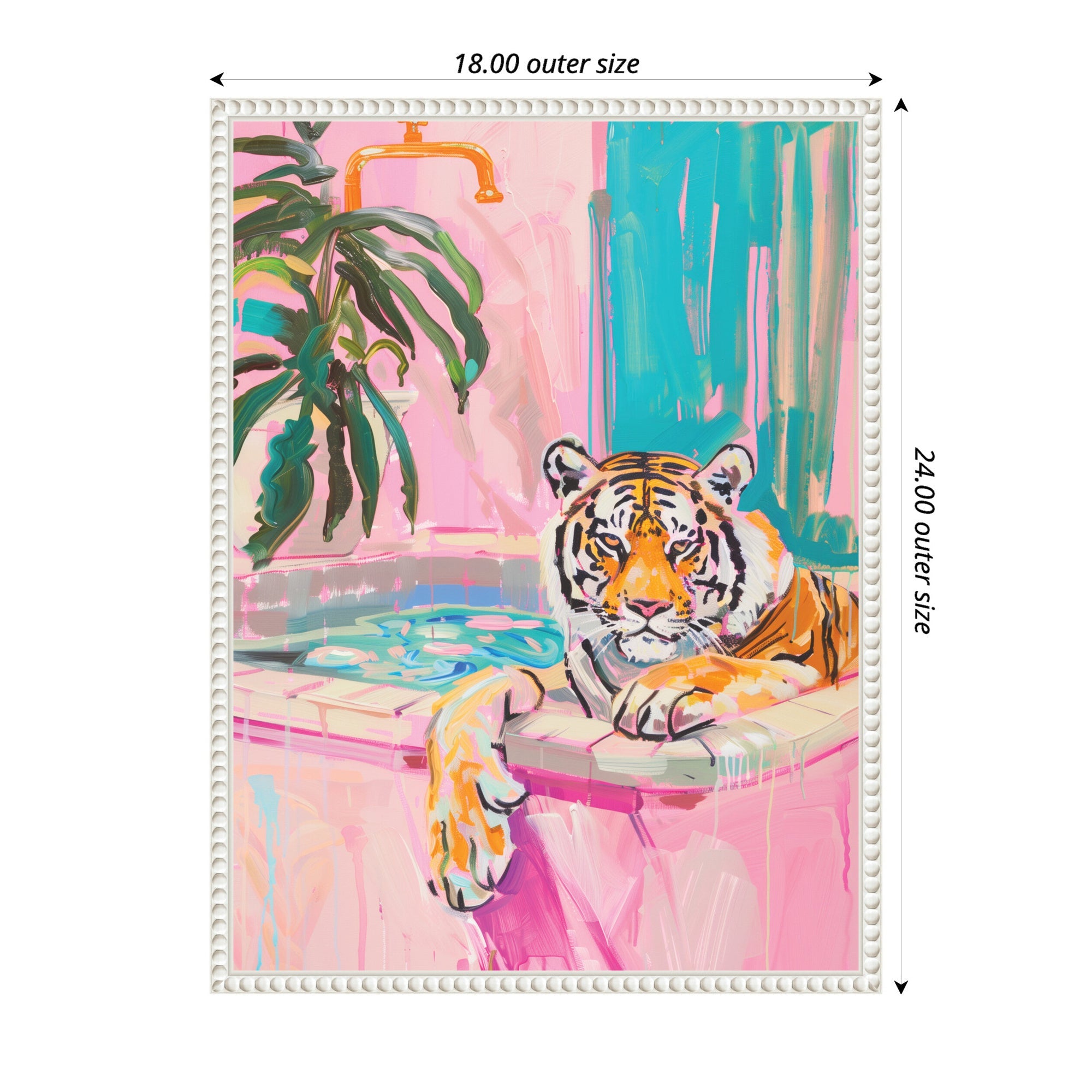 Sylvie Tiger Bathtub Vibrant Dopamine Decor Framed Canvas by kateandlaurel - product image 2 for Resin Society
