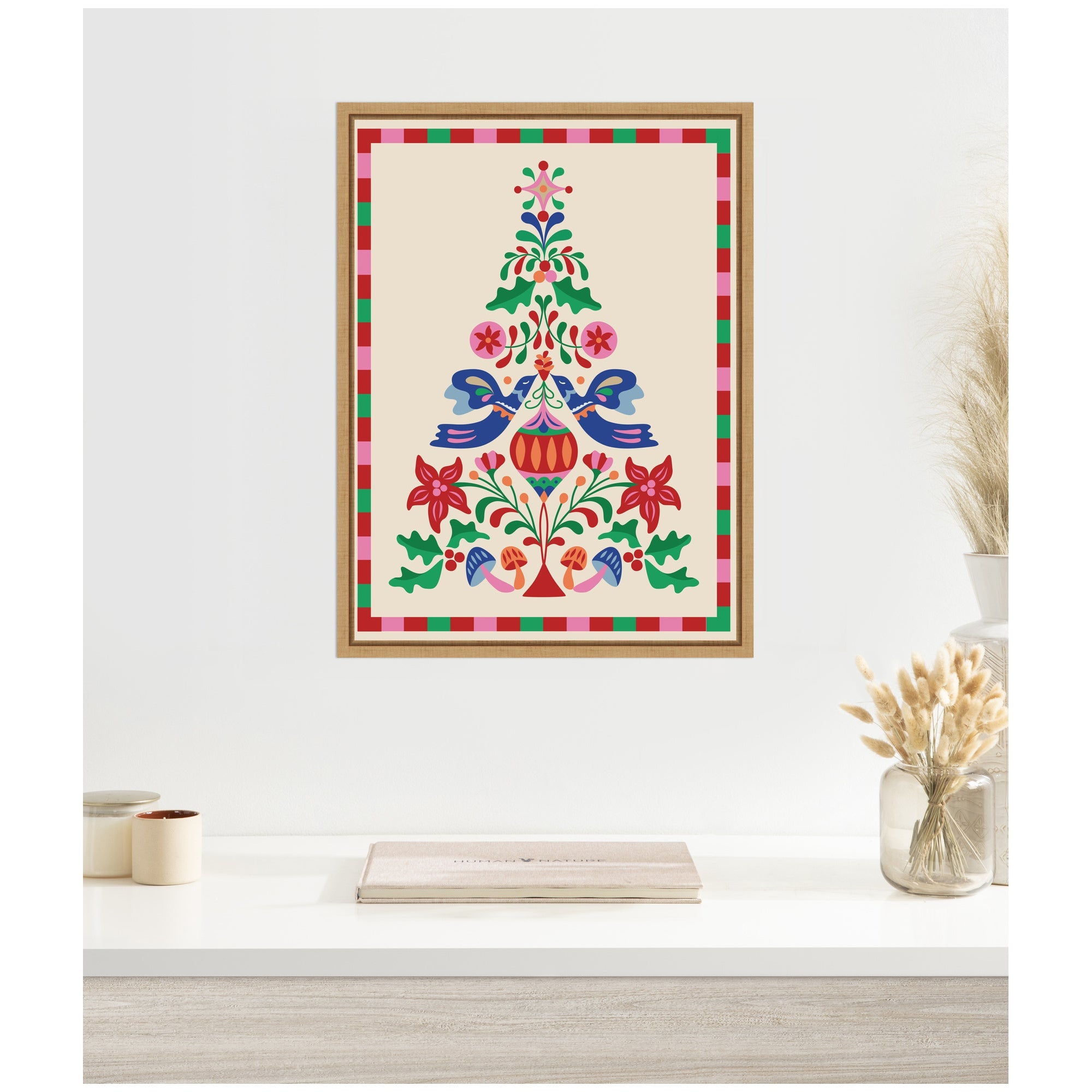 Sylvie Framed Canvas Folk Art Christmas Tree by Rachel Lee