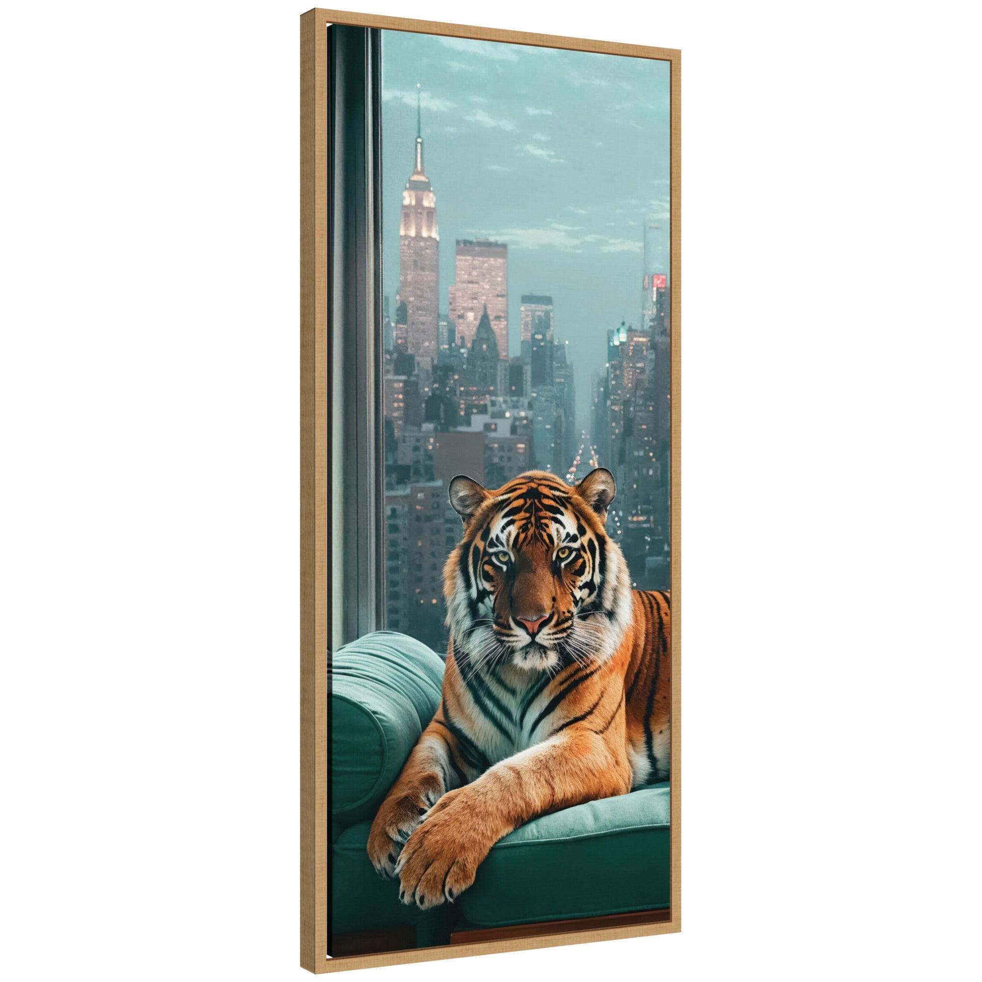 Sylvie Graceful Tiger in New York Framed Canvas by Michael Schauer