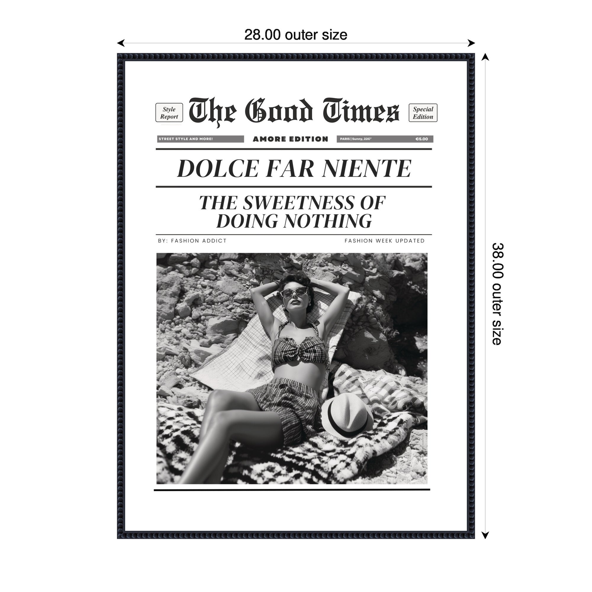 The Good Times Newspaper Dolce Far Niente by Honey Island Studio Framed Canvas Wall Art Print