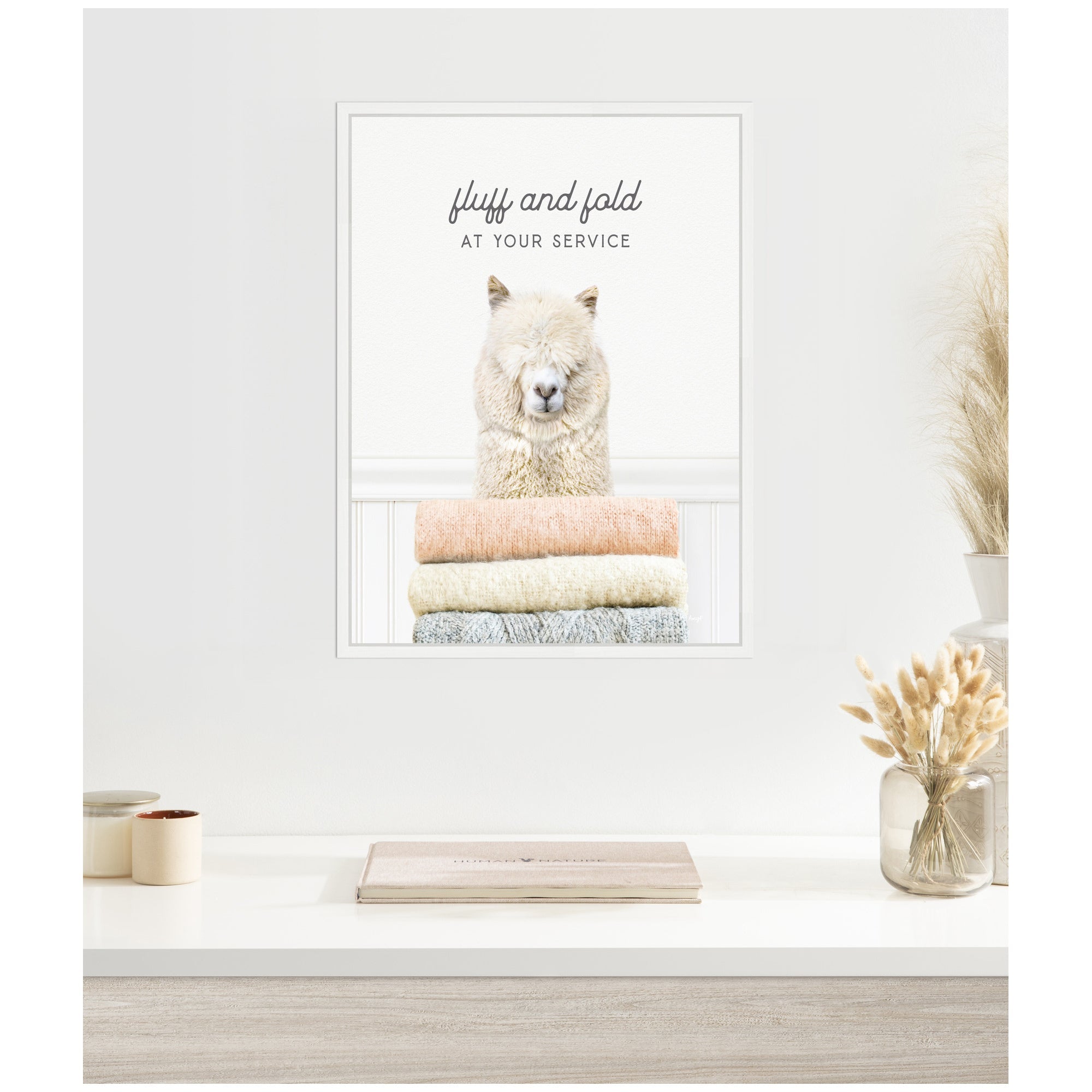 Sylvie Alpaca Fluff and Fold Framed Canvas by Amy Peterson