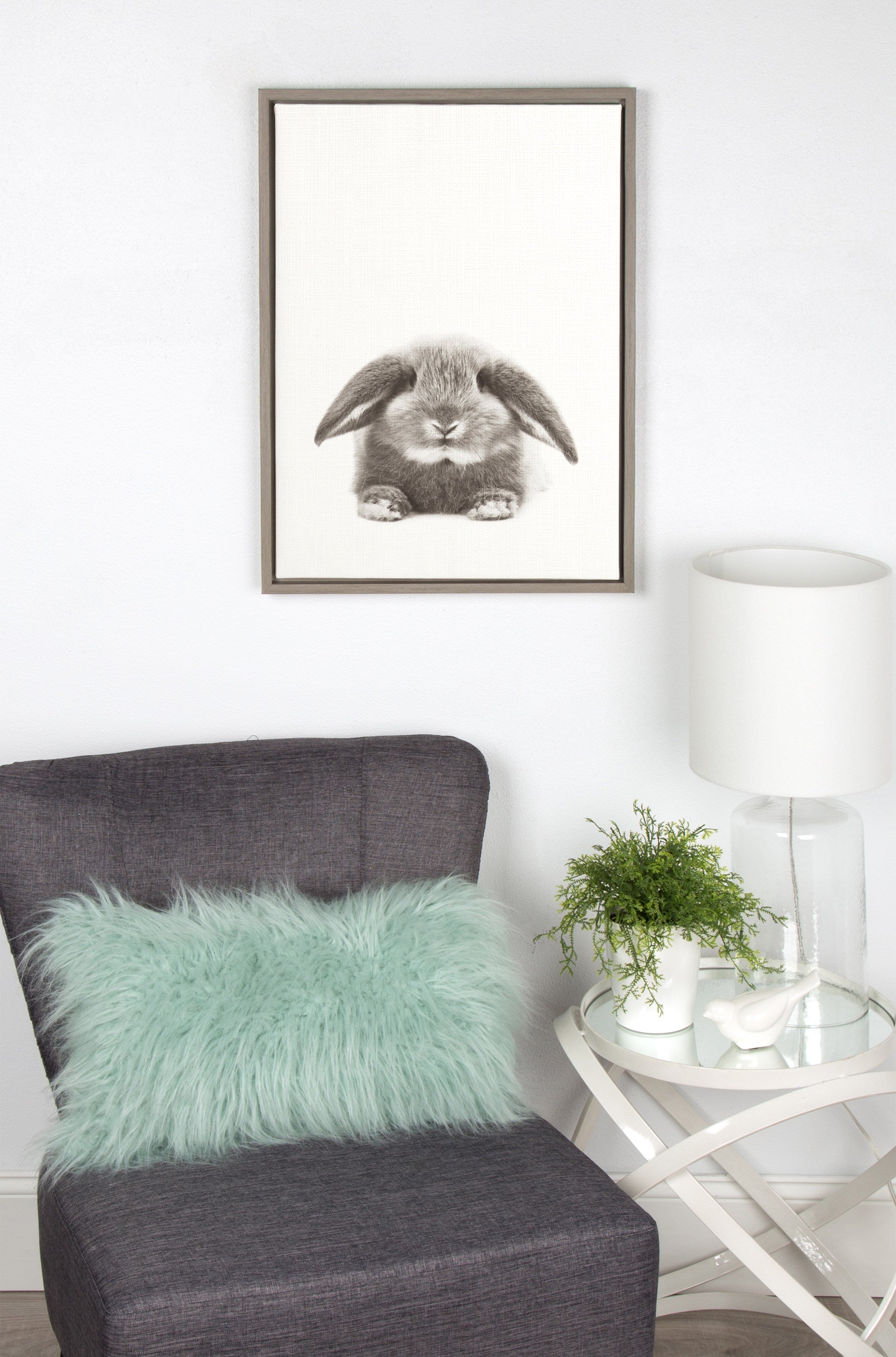 Sylvie Rabbit Framed Canvas by Simon Te of Tai Prints
