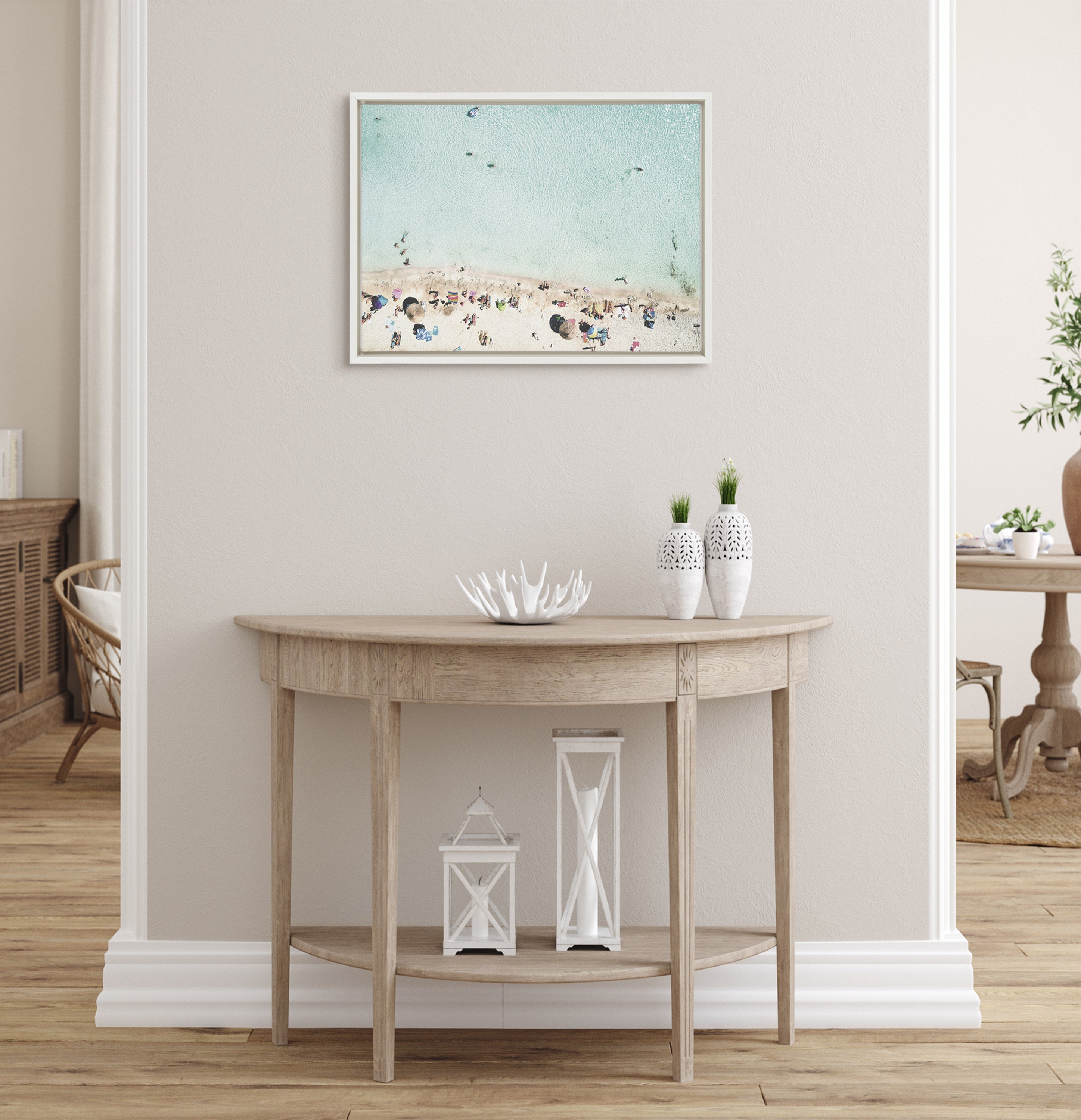 Sylvie Turquoise Beach from Above Framed Canvas