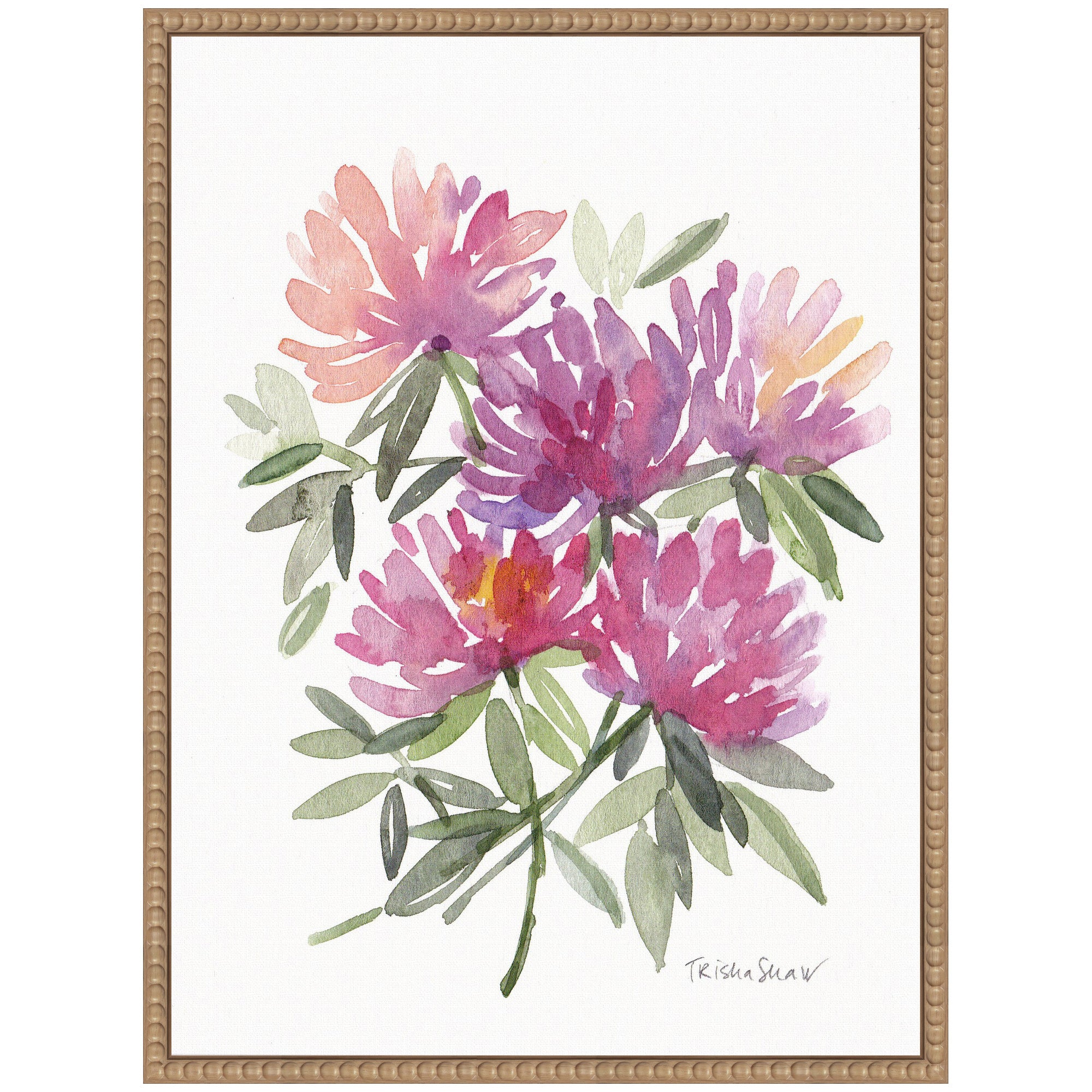 Sylvie Abstract Watercolor Pink Floral Framed Canvas by Patricia Shaw