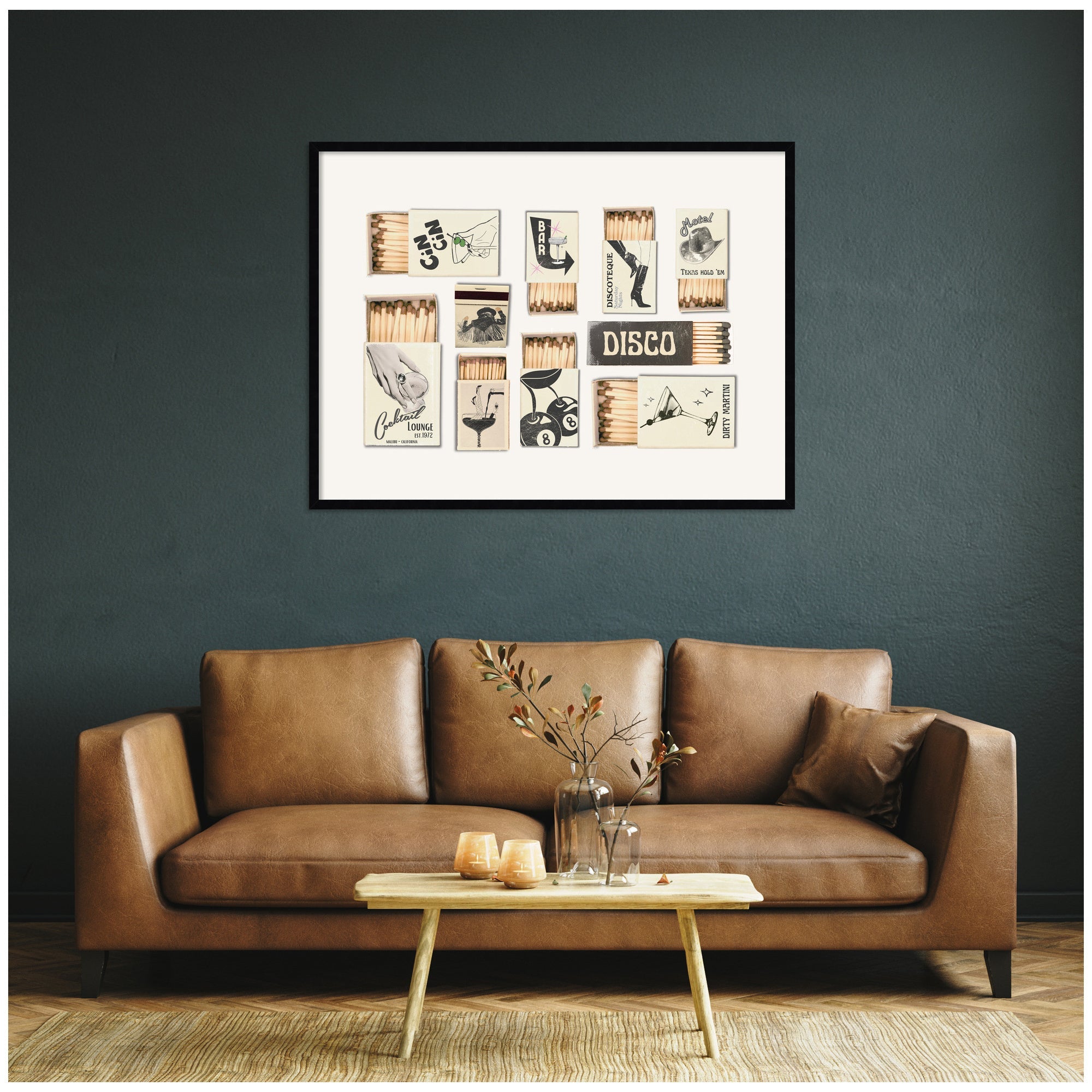 Vintage Matchboxes Neutral Black and Beige by Honey Island Studio Framed Wall Art Print