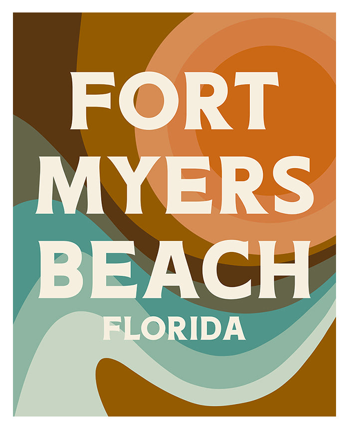 Destination: Fort Myers Beach modern art print by Alicia Bock, showing abstract coastal scene