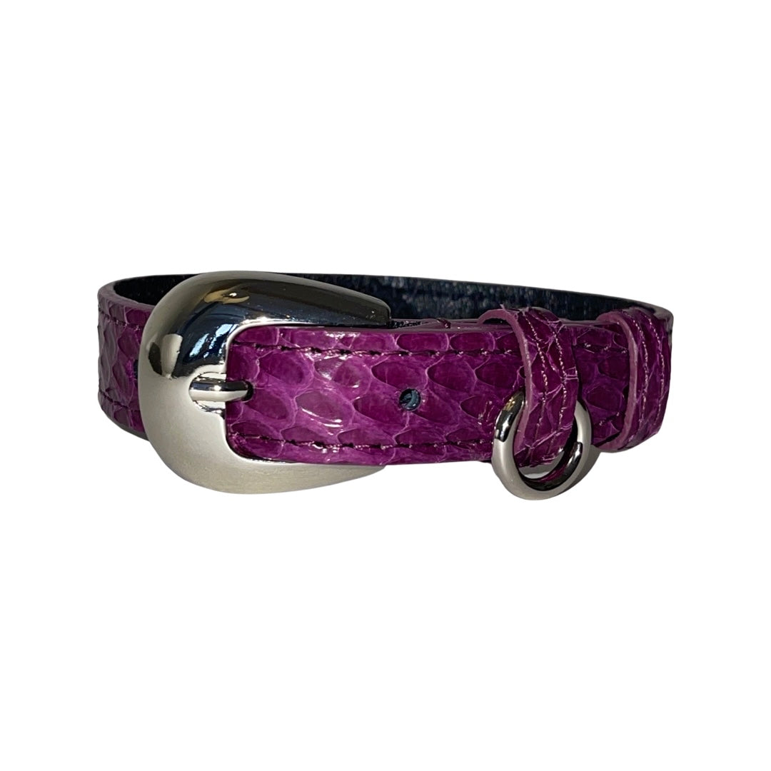 XS/S 7”-14” Purple Custom Snake Collar/Custom Silver Oval Italian