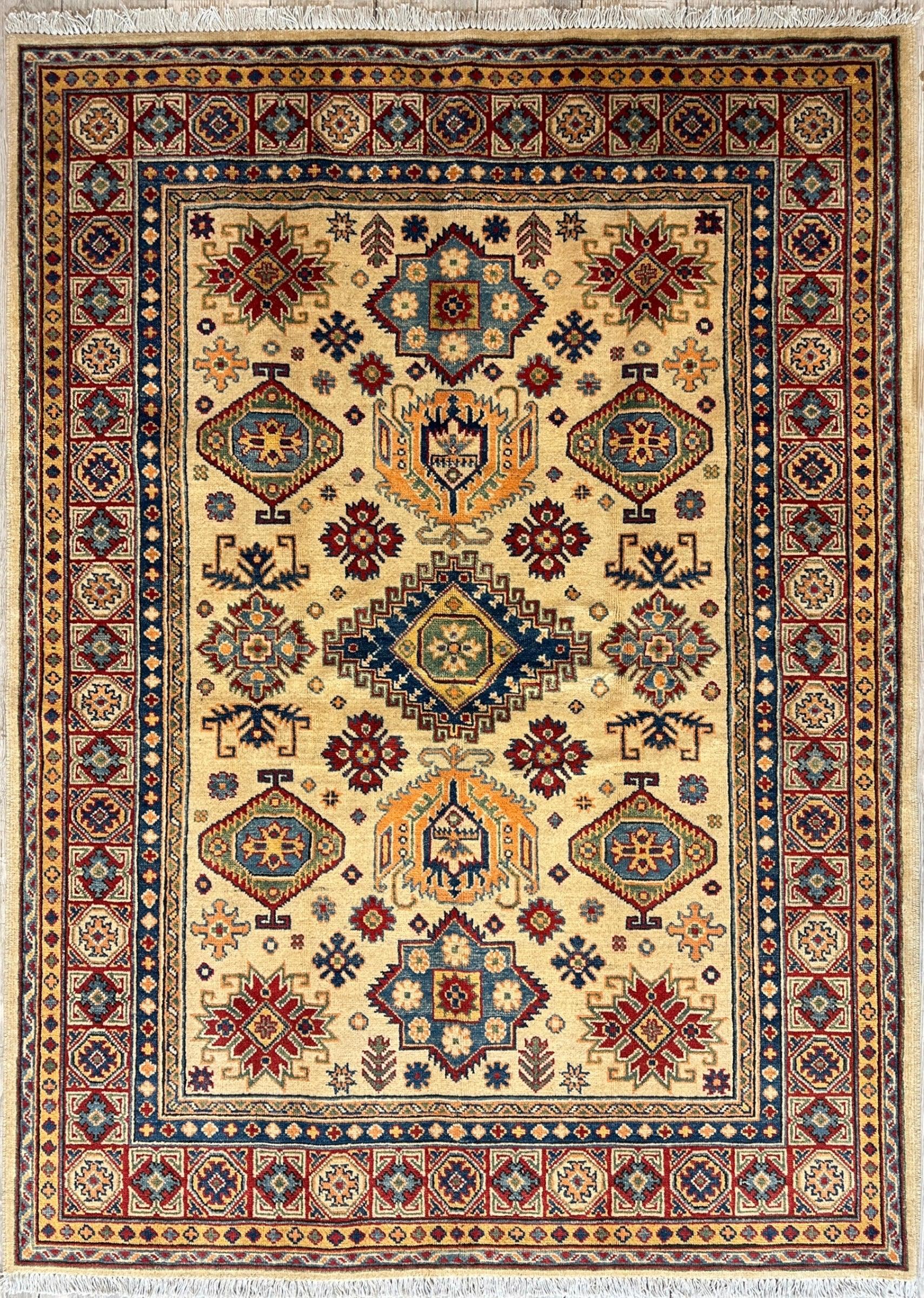 Fine Hand Knotted Afghani Super Kazak Rug 5 x 7 by Rugistan - product image 2 for Resin Society