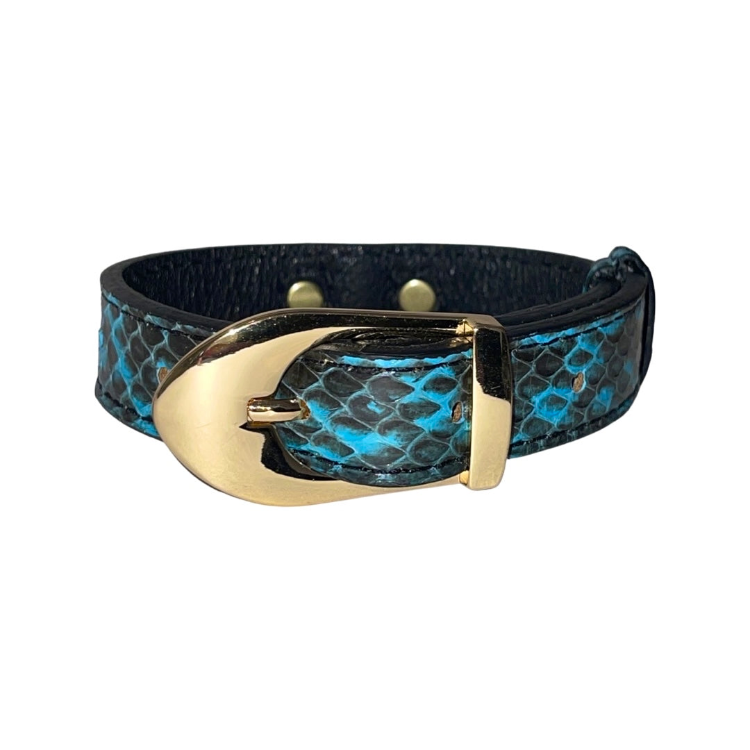 XS/S 7”-14” Turquoise & Black Custom Snake Collar/Custom Gold Italian by Allysa Payne Beverly Hills - product image 3 for Resin Society