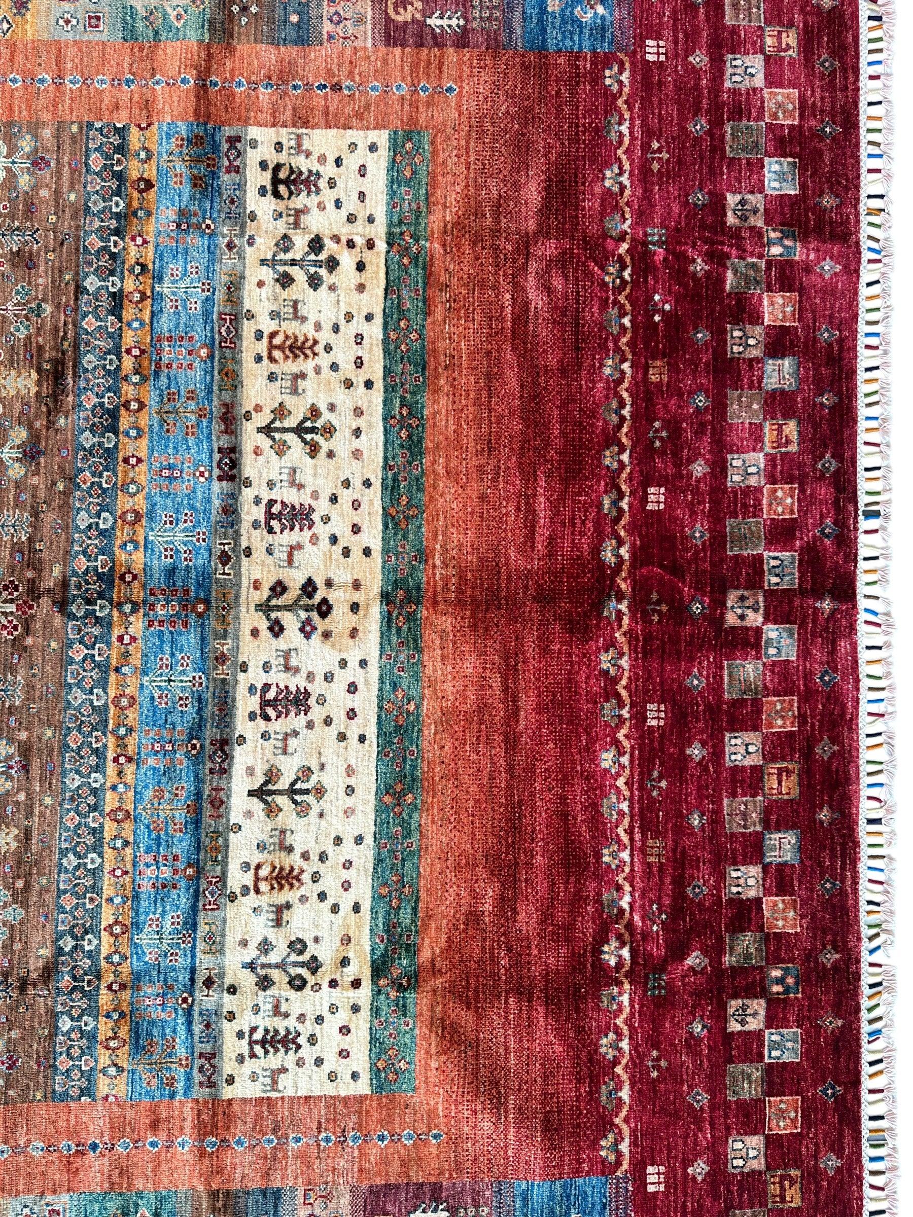 Afghani Khorjin Wool Rug – 7' x 9'10" – Vibrant Geometric & Tribal by Rugistan - product image 12 for Resin Society