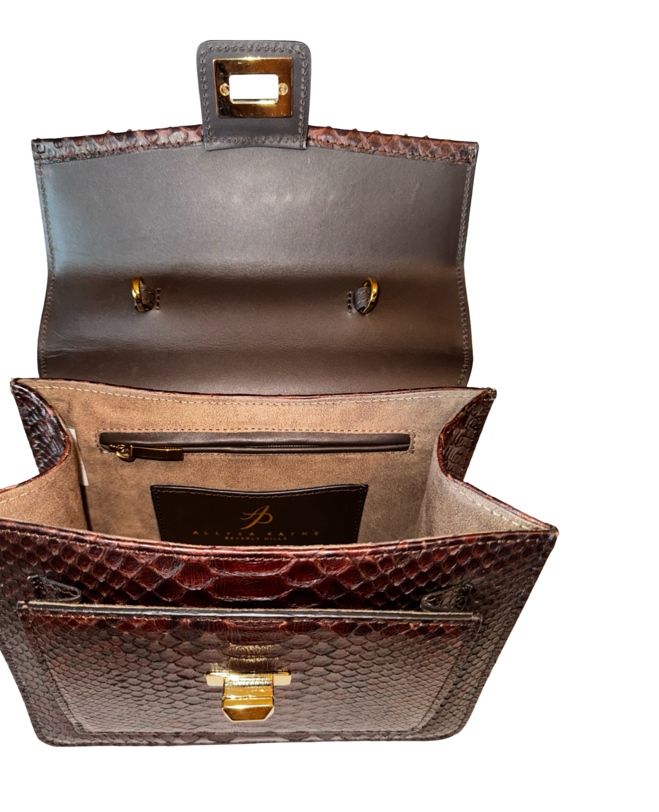 Sienna Horse Handle Handbag Authentic Multi-Toned Brown Python by Allysa Payne Beverly Hills - product image 8 for Resin Society