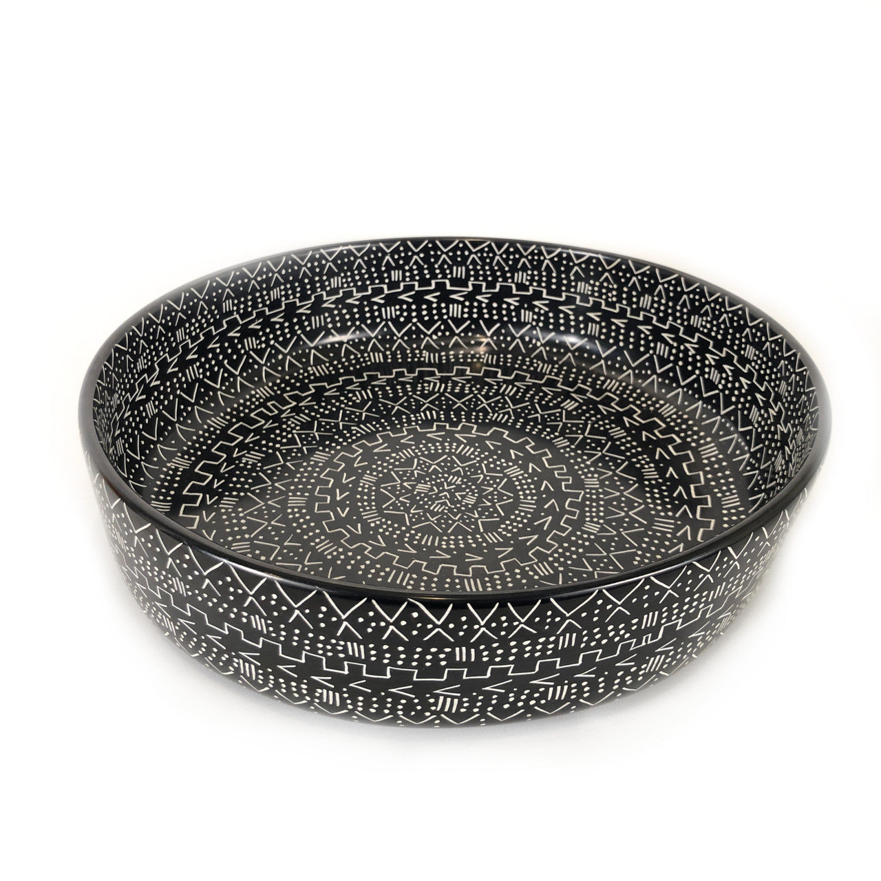 Mud Cloth Black Bowl - 12" by Mbare Ltd - main product image for Resin Society