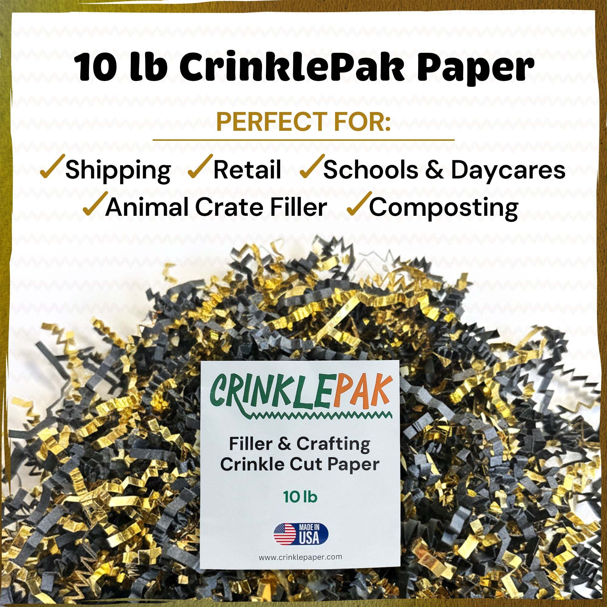10lb Crinkle Paper Filler 10lb Black and Gold Metallic by CrinklePak - product image 2 for Resin Society