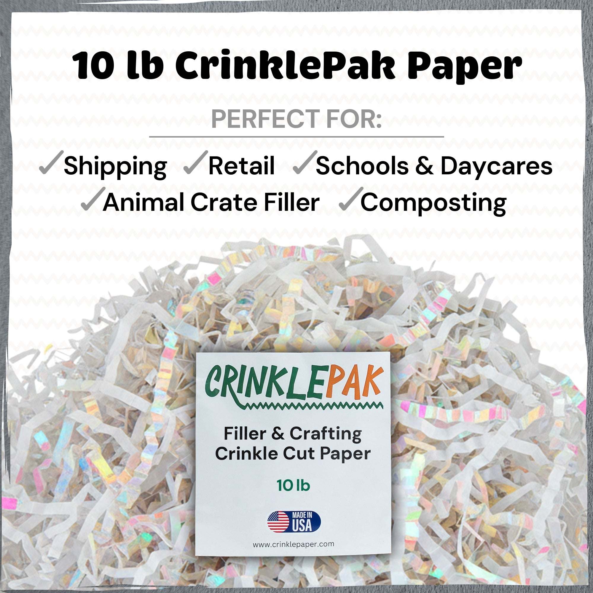 10lb White Iridescent Crinkle Paper by CrinklePak - product image 2 for Resin Society