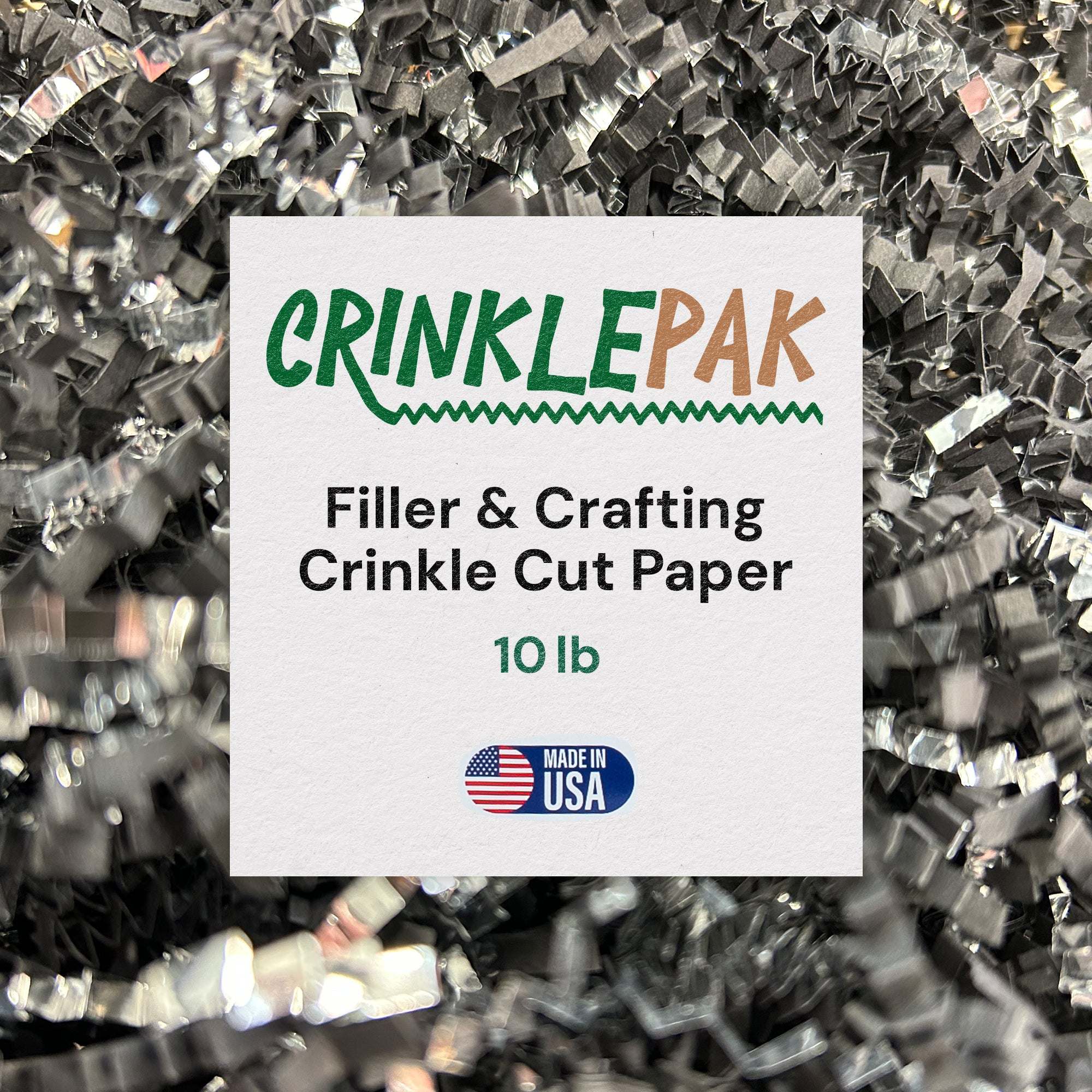 10lb Black Silver Metallic Premium Crinkle Paper by CrinklePak - main product image for Resin Society