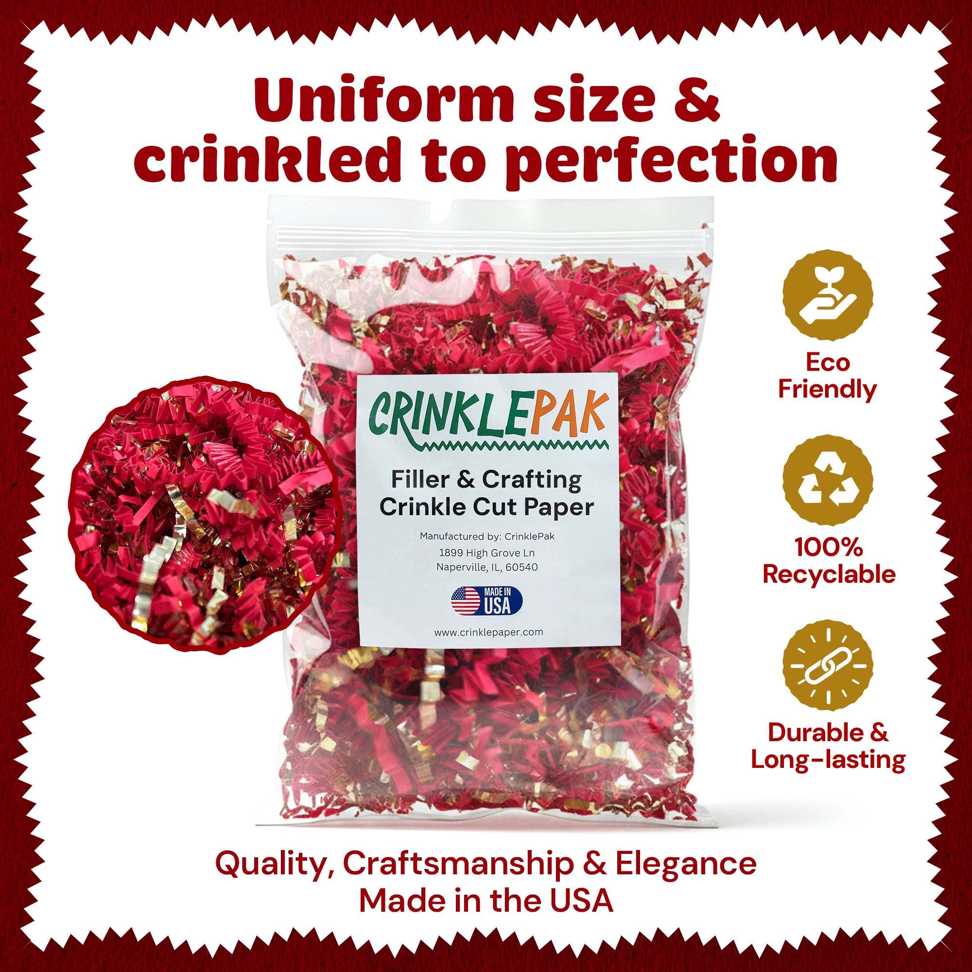 10lb Red Gold Metallic Crinkle Paper by CrinklePak - product image 4 for Resin Society