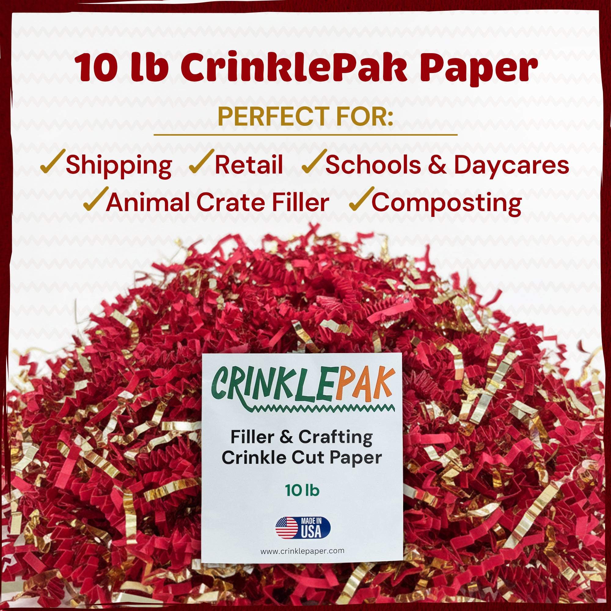 10lb Red Gold Metallic Crinkle Paper by CrinklePak - product image 2 for Resin Society