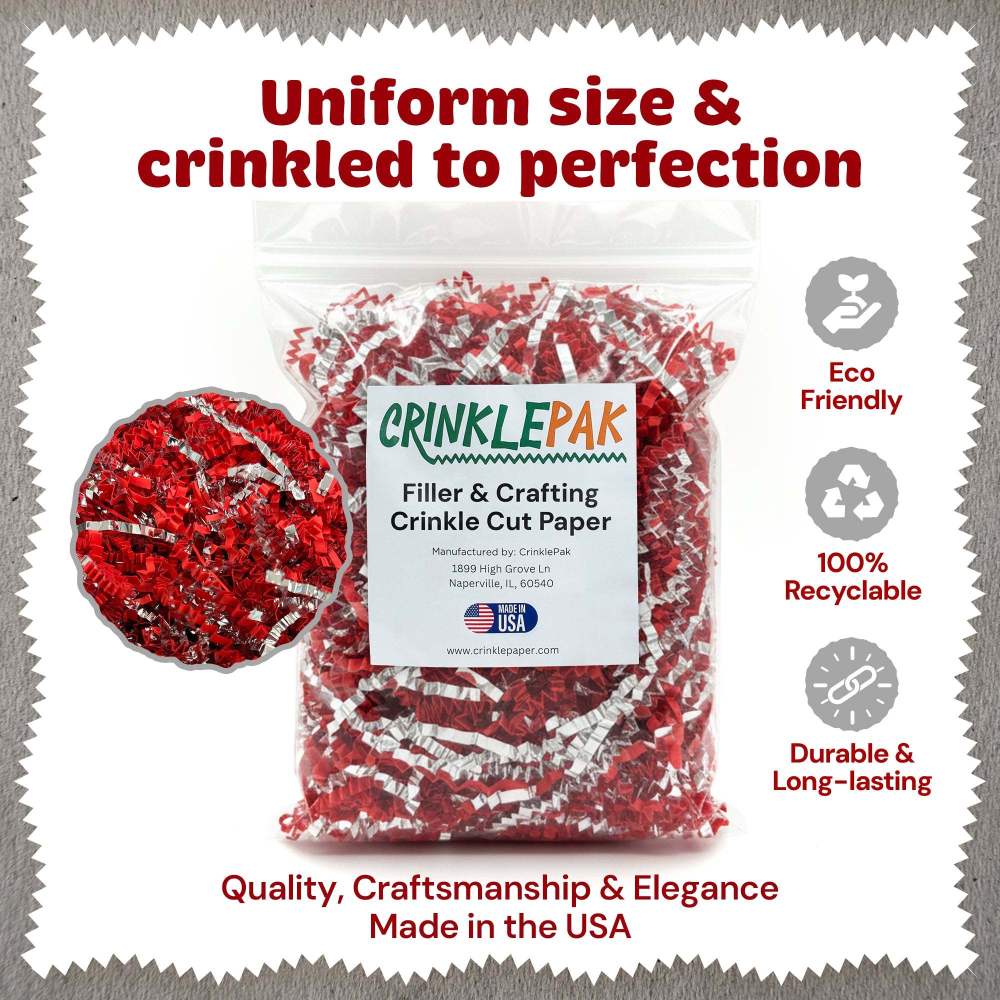 CrinklePak 10lb Red Silver Metallic Premium Crinkle Paper Product by CrinklePak - product image 4 for Resin Society