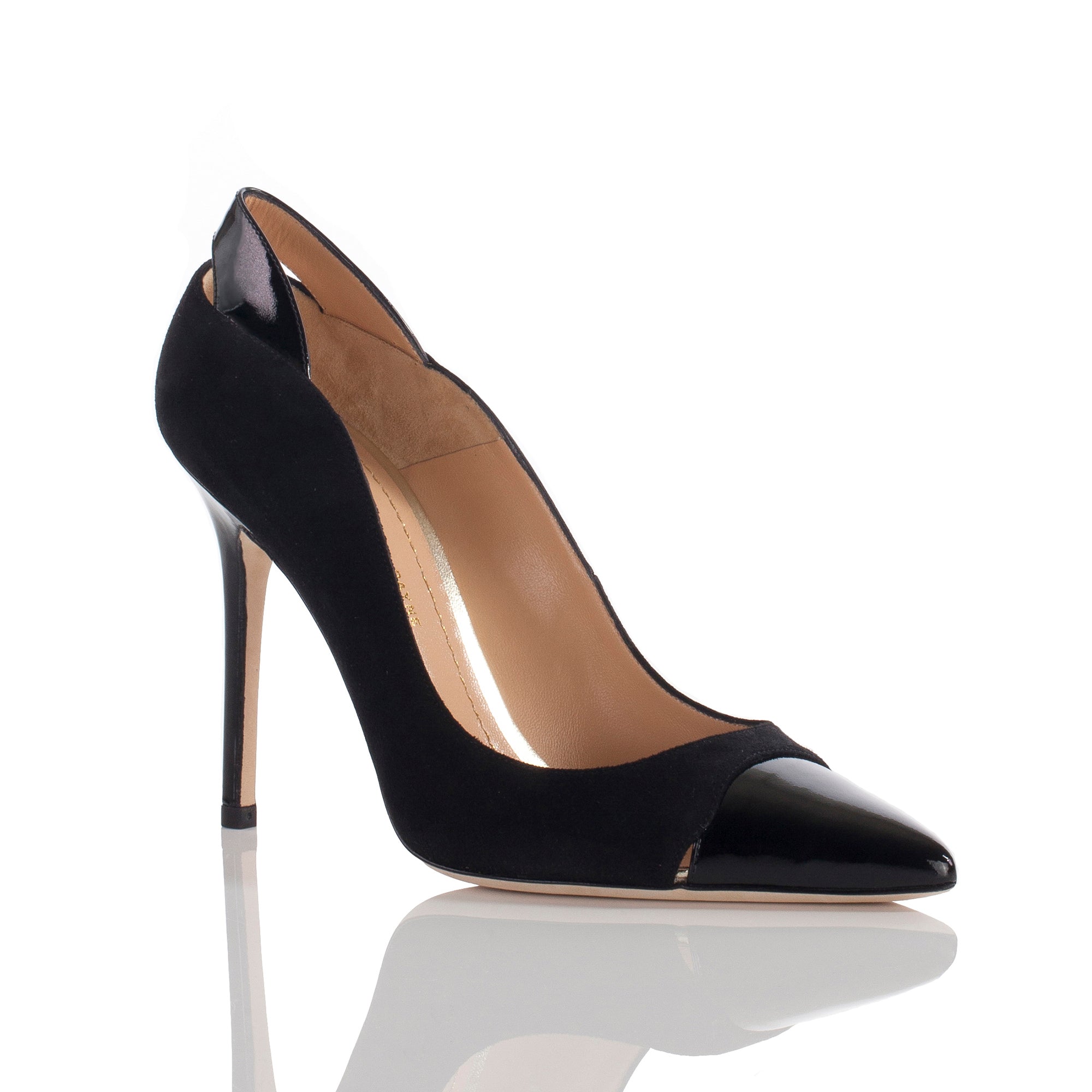 Qatar Black Suede Leather Pump by Allysa Payne Beverly Hills