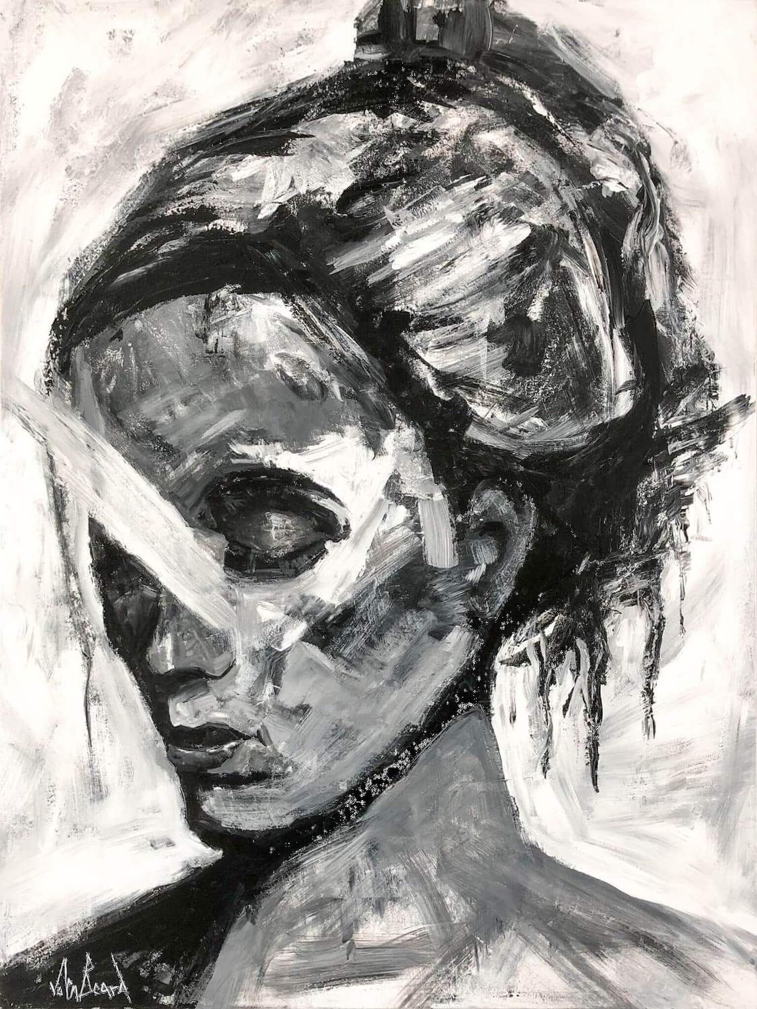 Abstract Girl Artist Enhanced Canvas Print by John Beard Collection - main product image for Resin Society