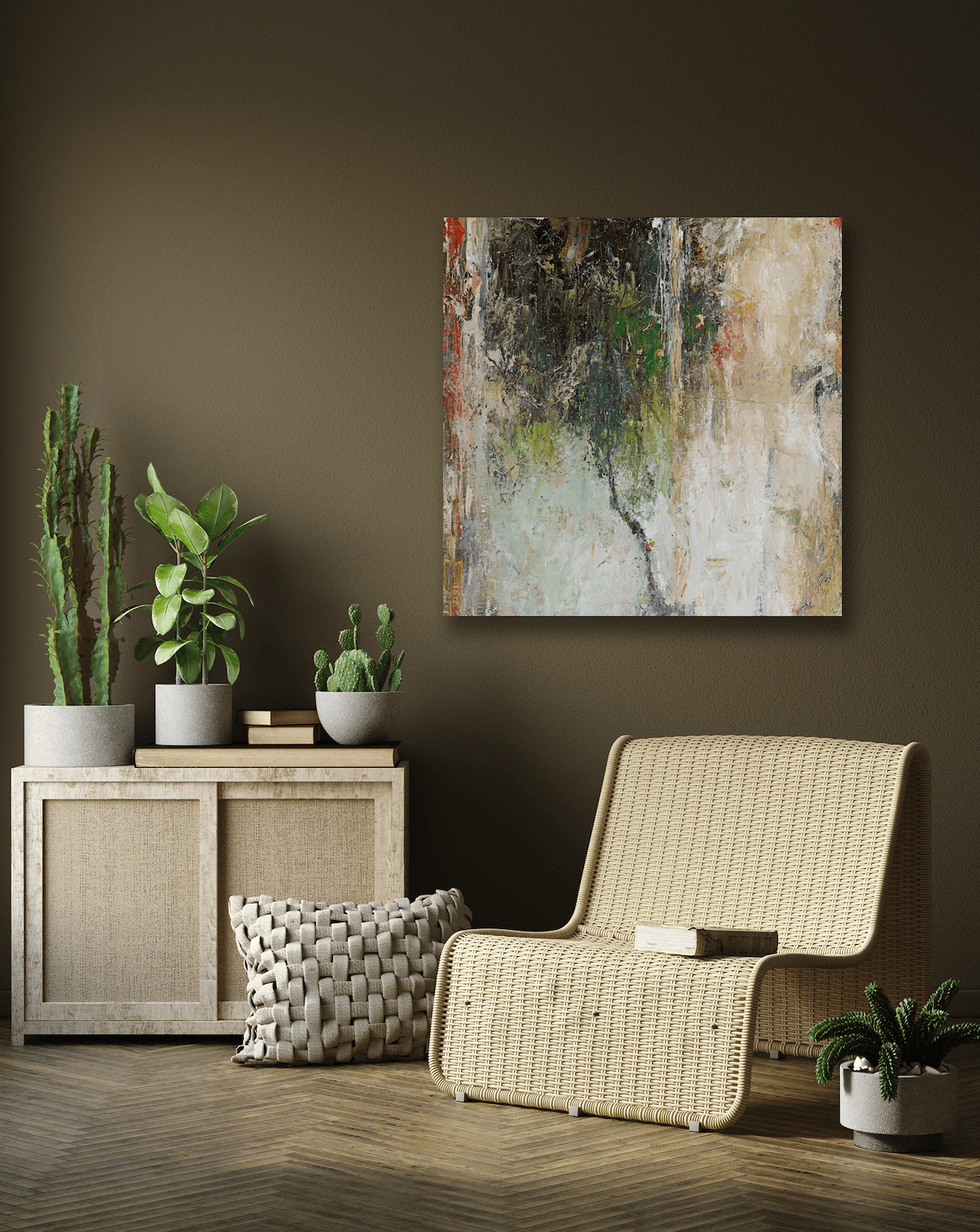 Abstract Tree 48x48 Artist Enhanced Canvas Print